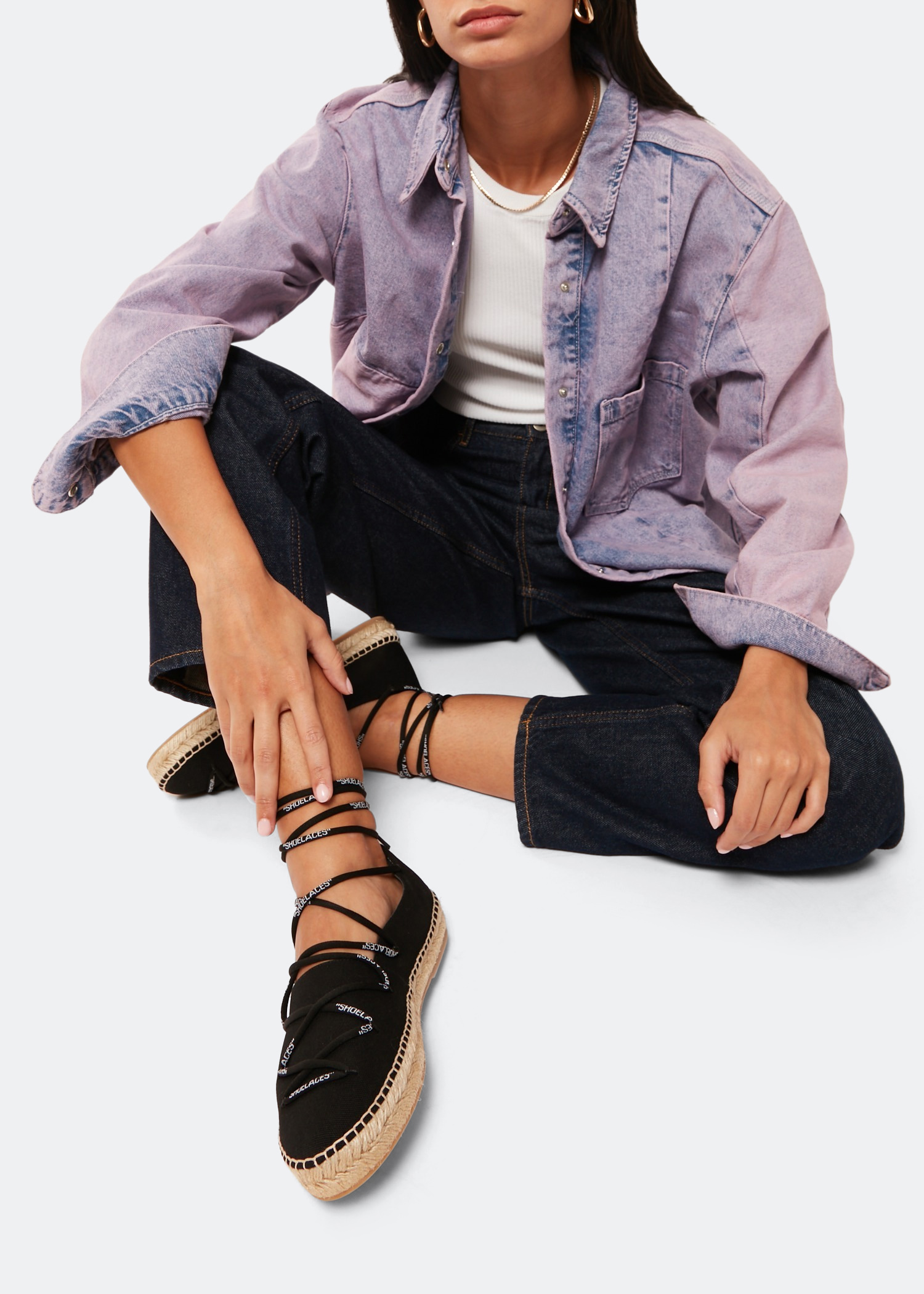 

Lace-up flat espadrilles, Black