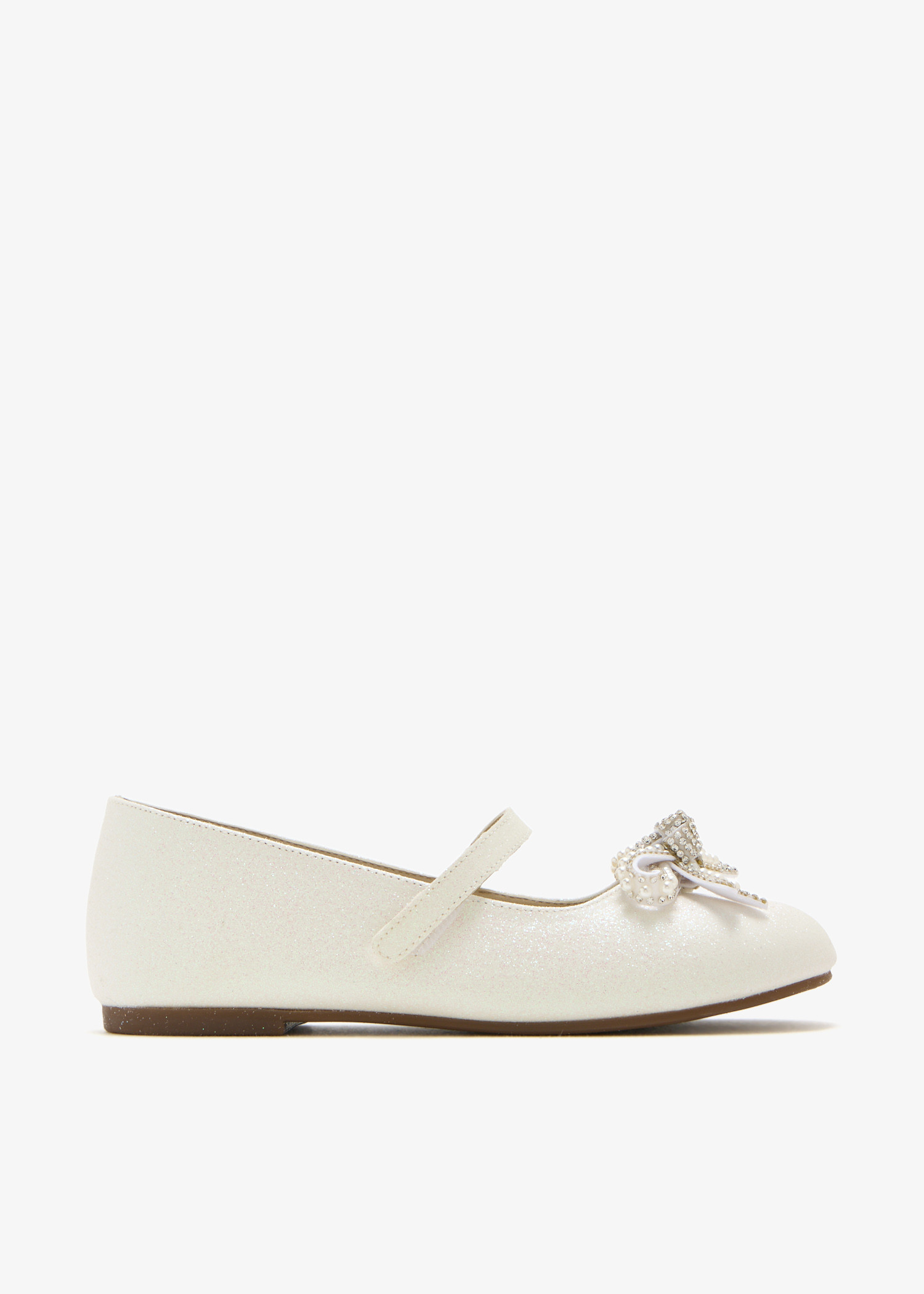 

Bow embellished ballerinas, White