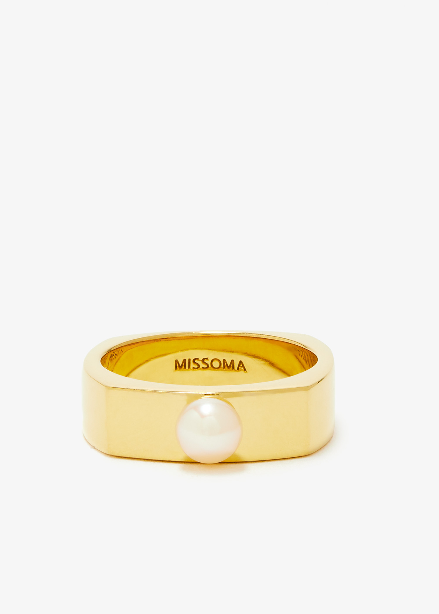 

Button Pearl Square chunky ring, Gold