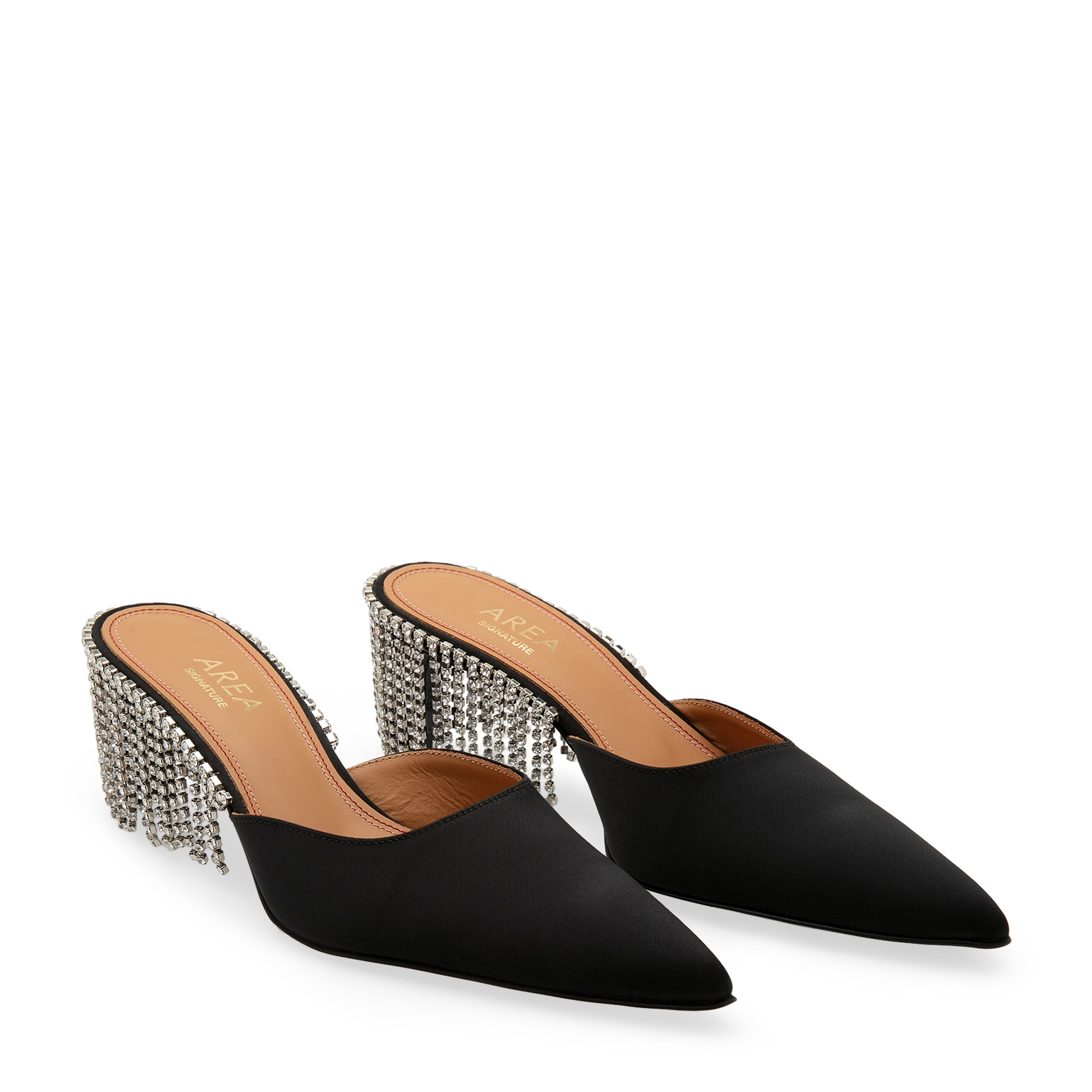 

Crystal tassel mules, Black