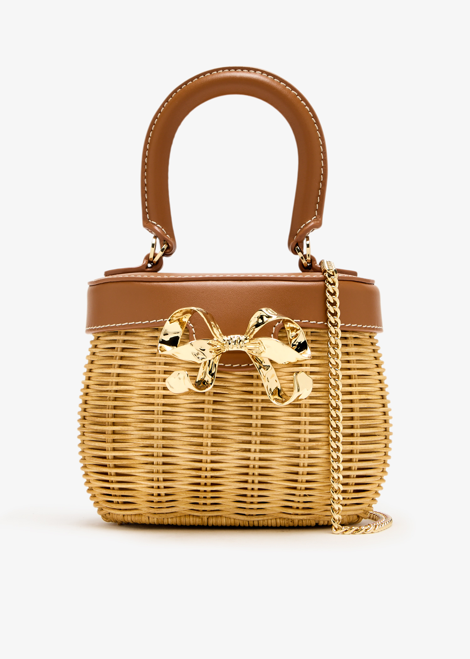 

Bow basket bag, Brown