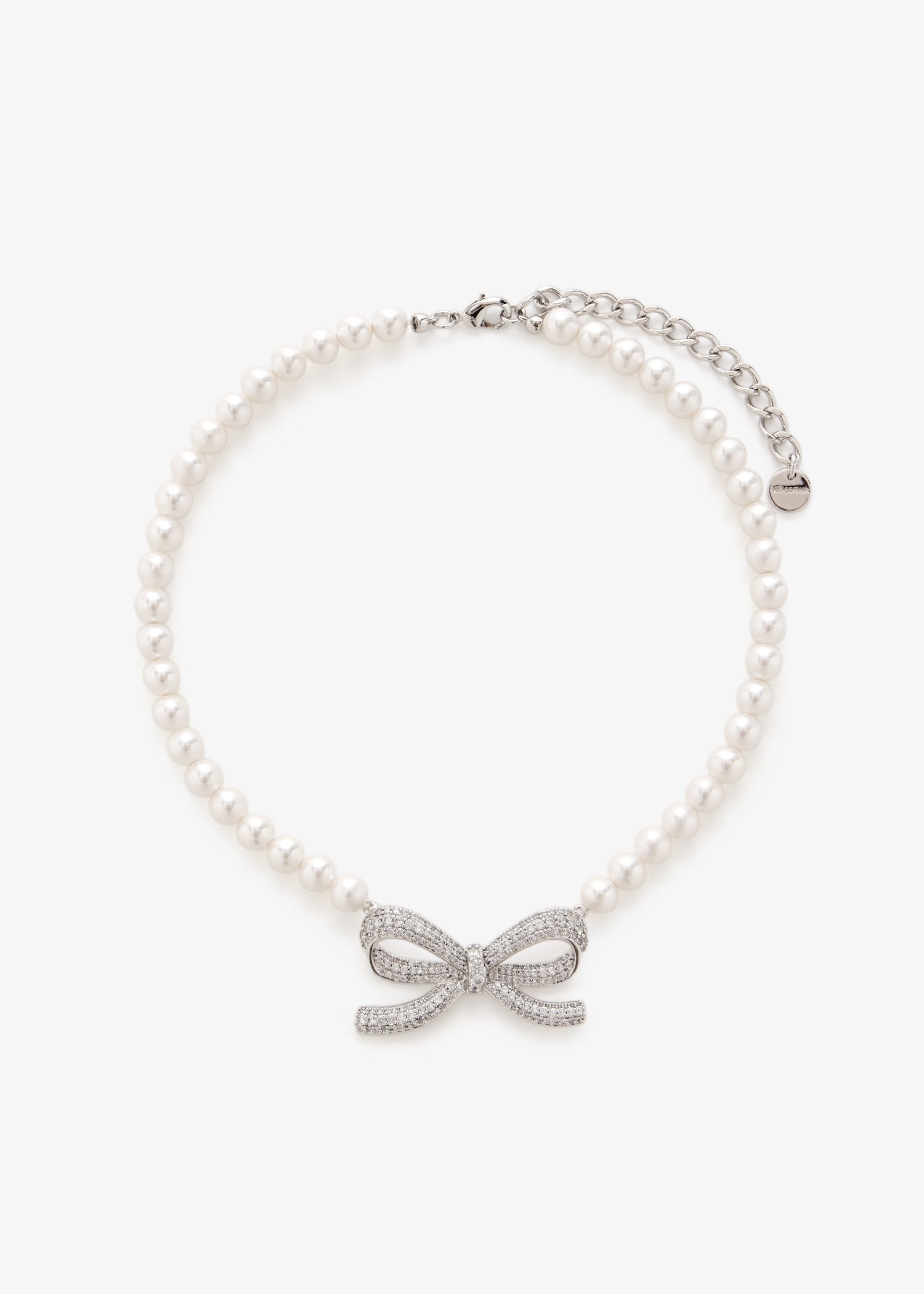

Pearl Bow necklace, White