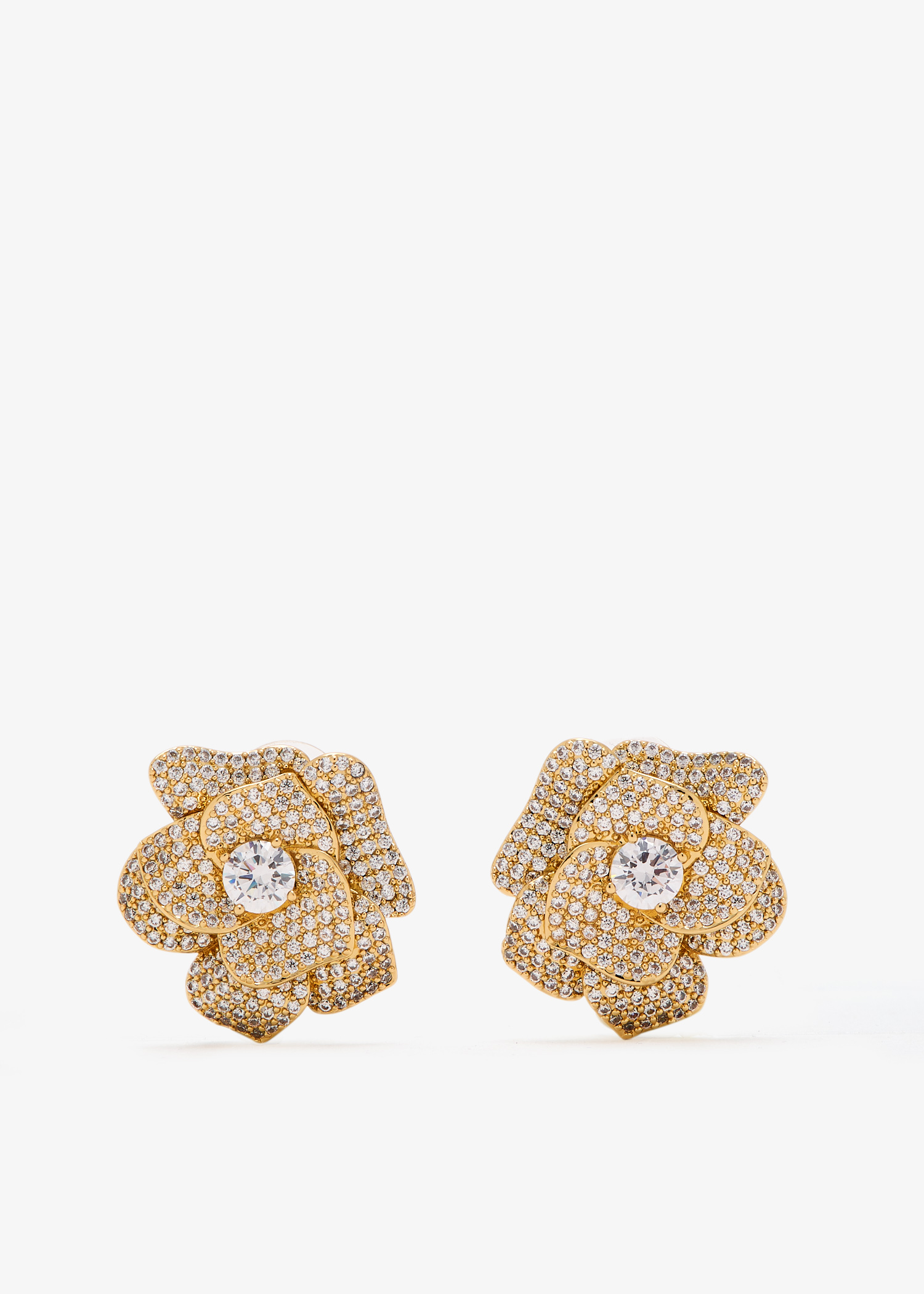 

Crystal Flower earrings, Gold