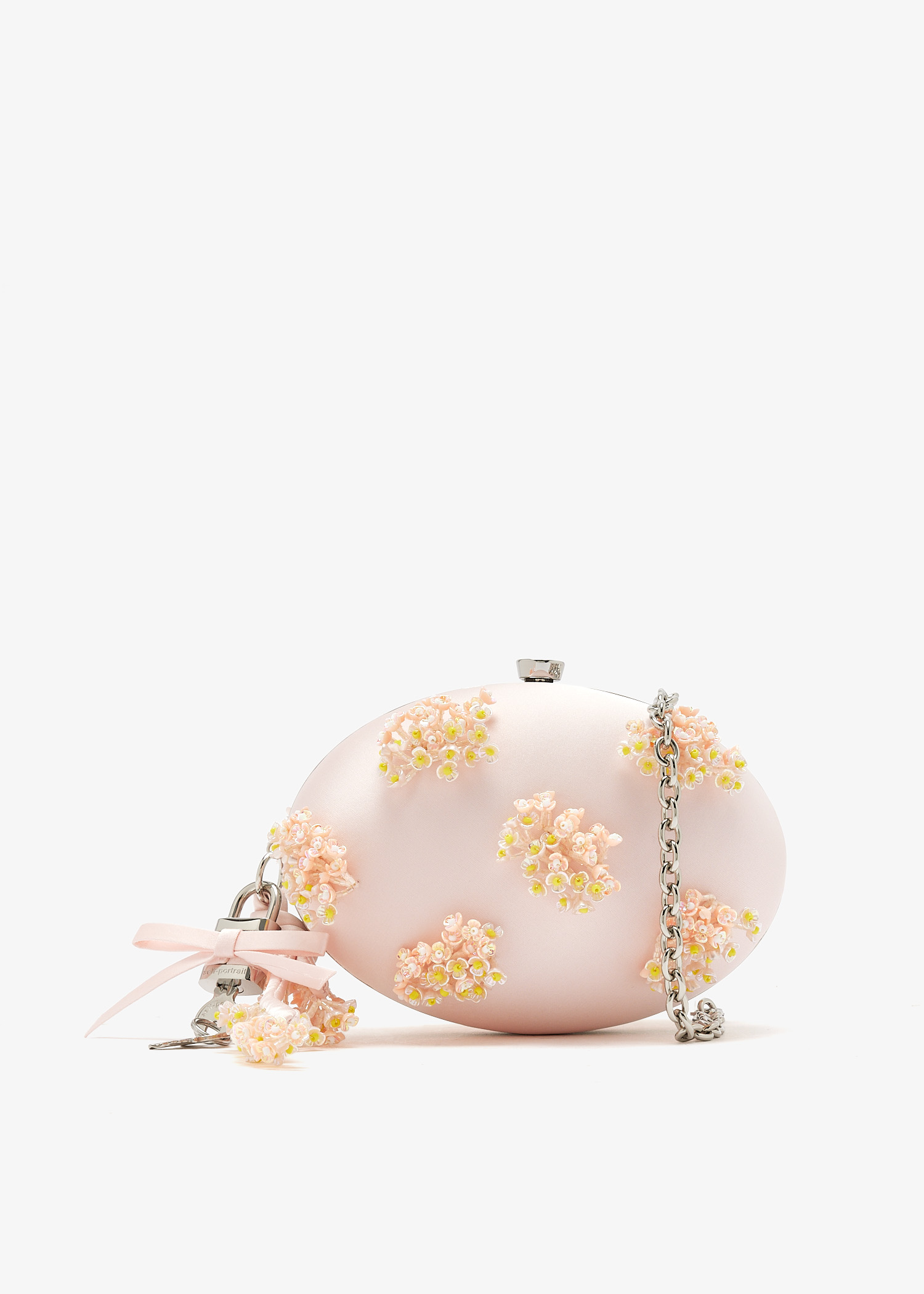 

Oval floral beaded clutch, Pink