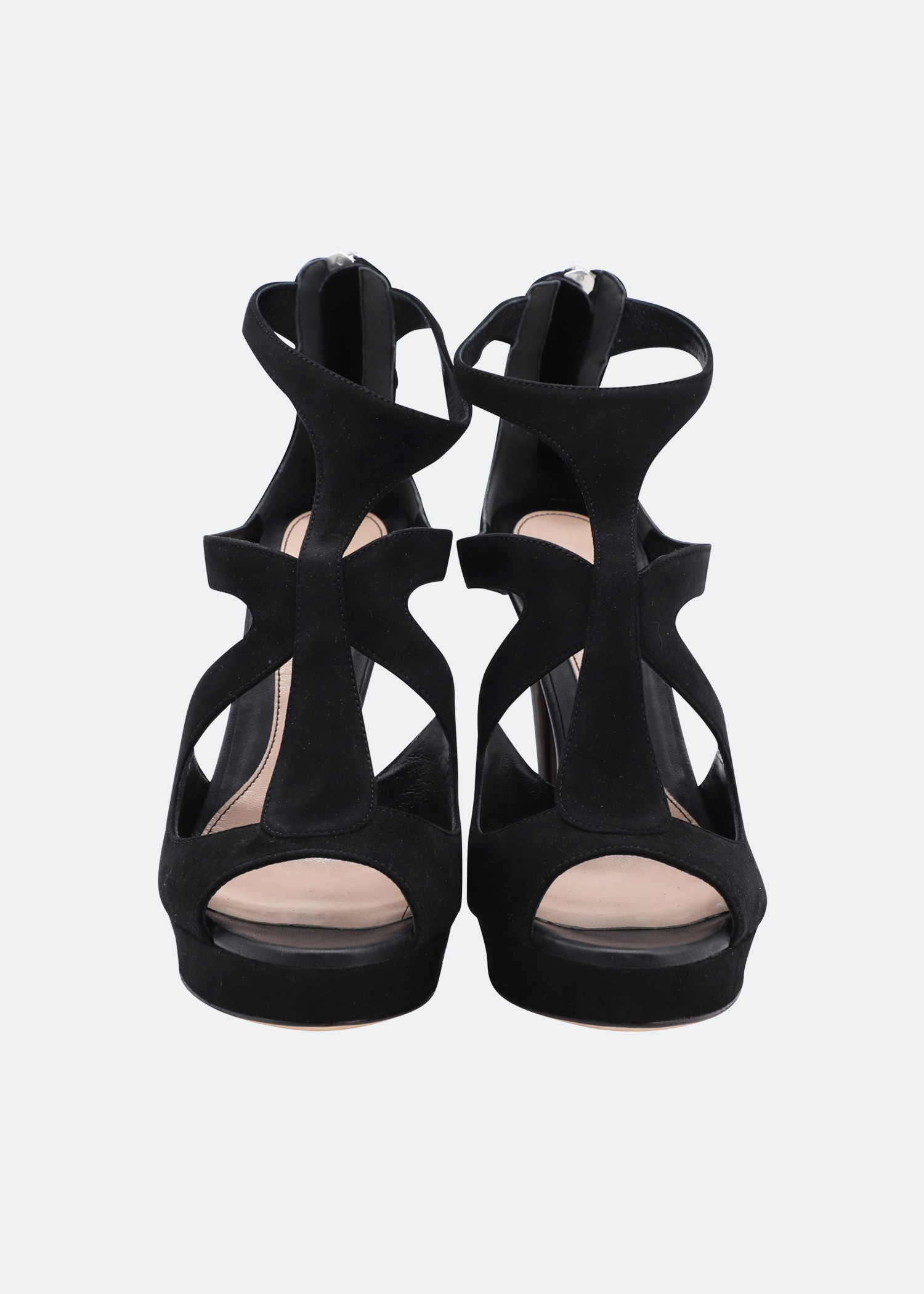 

Strappy platform sandals in black suede