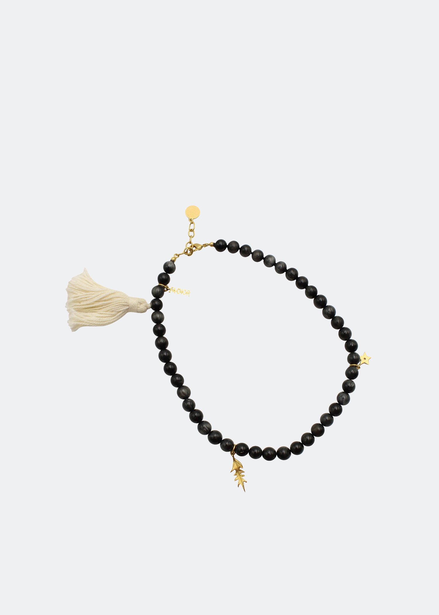 

Mala tassel bracelet in black crystal beads