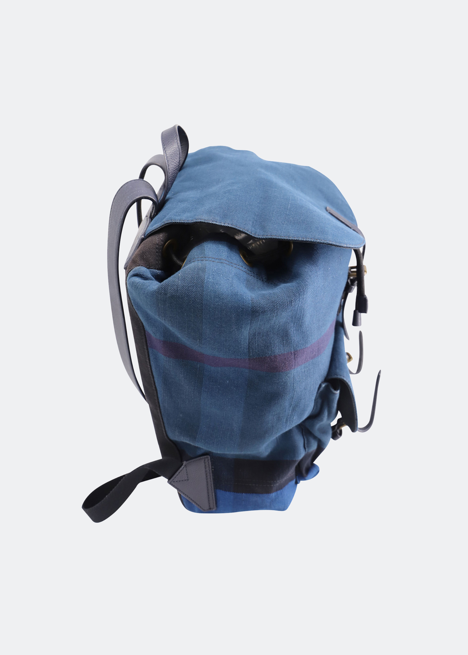 

Checked design backpack in blue canvas