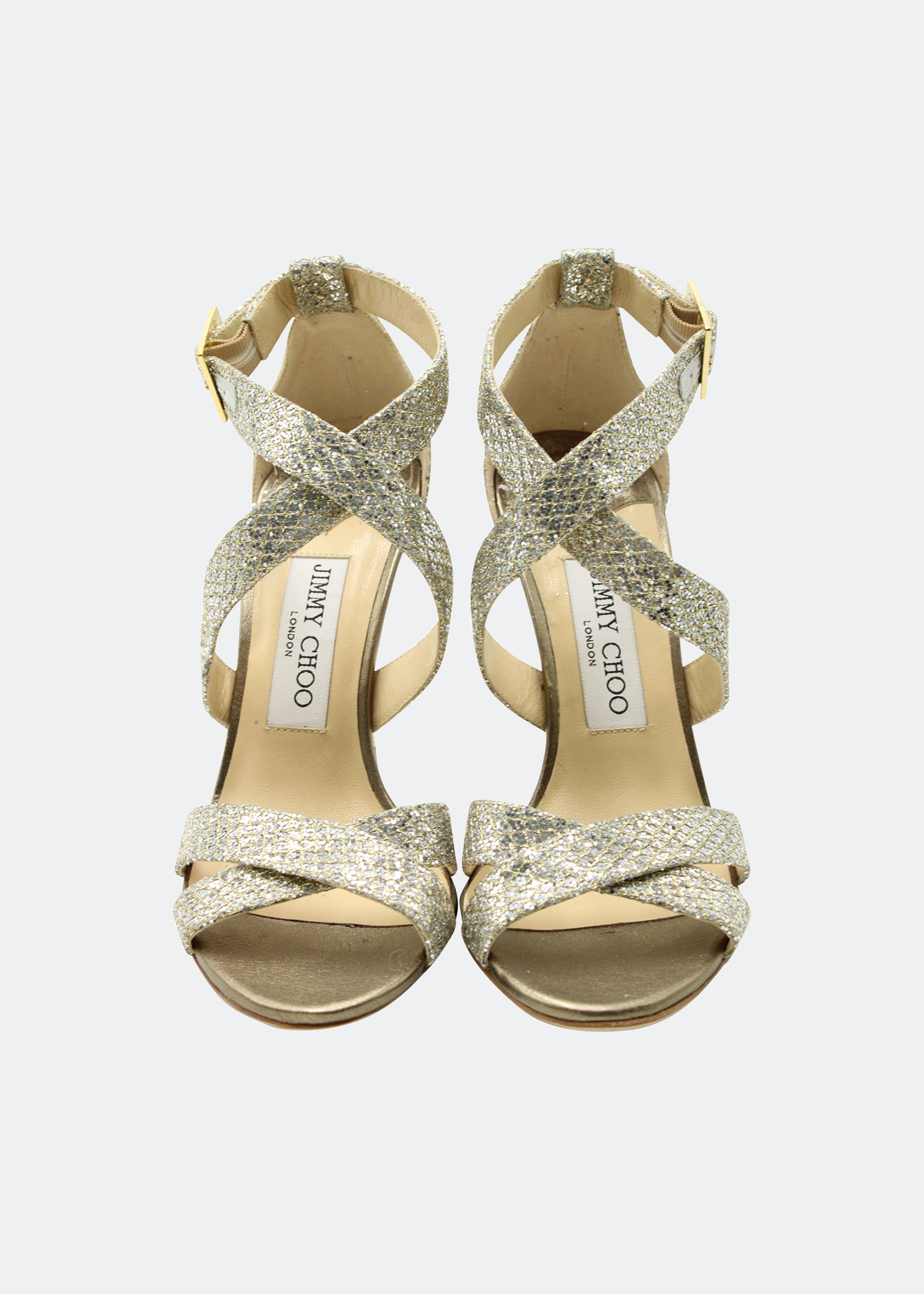 

Louise crisscross sandals in silver glitter