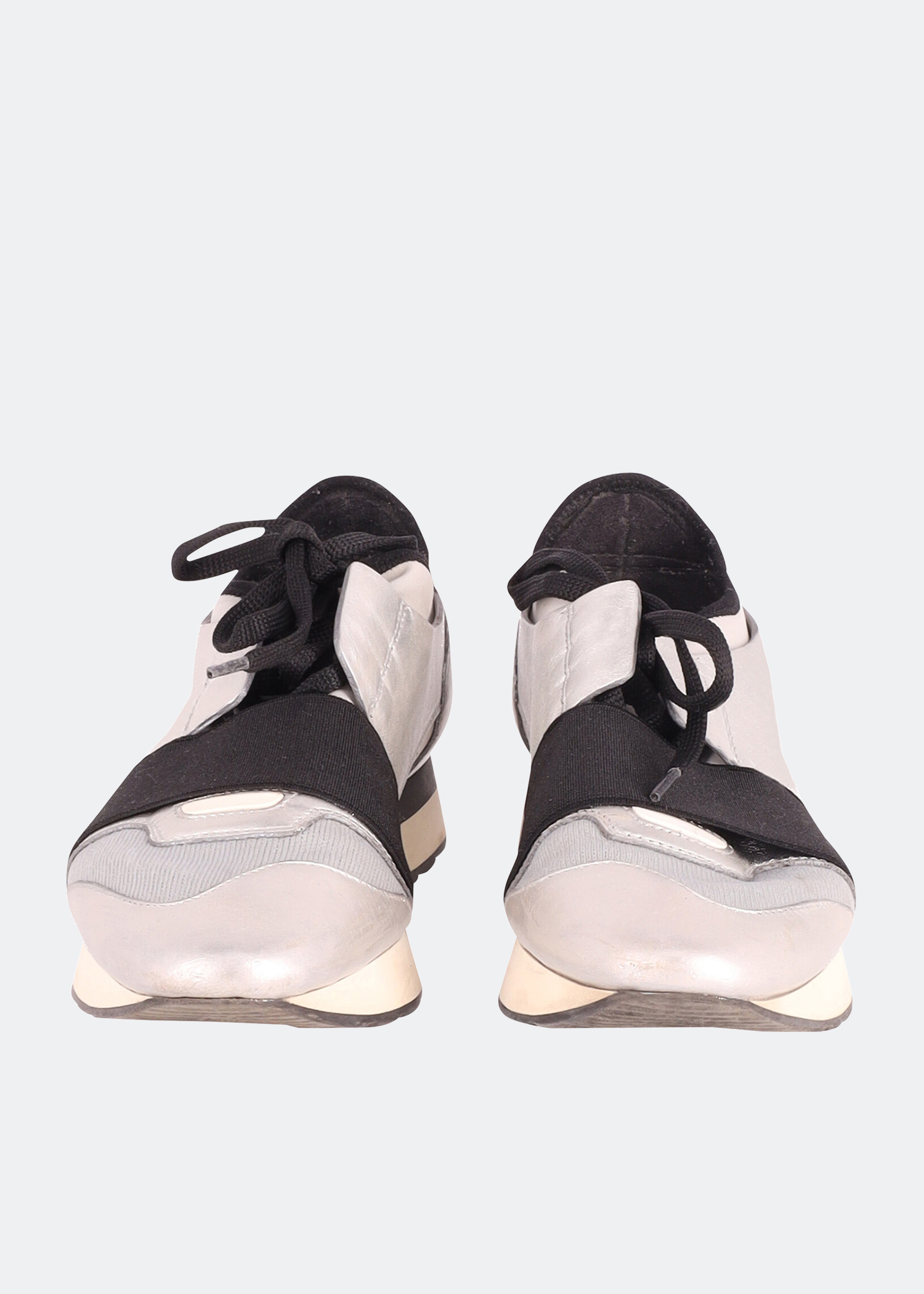 

Colour-block race runner sneakers in leather, Silver