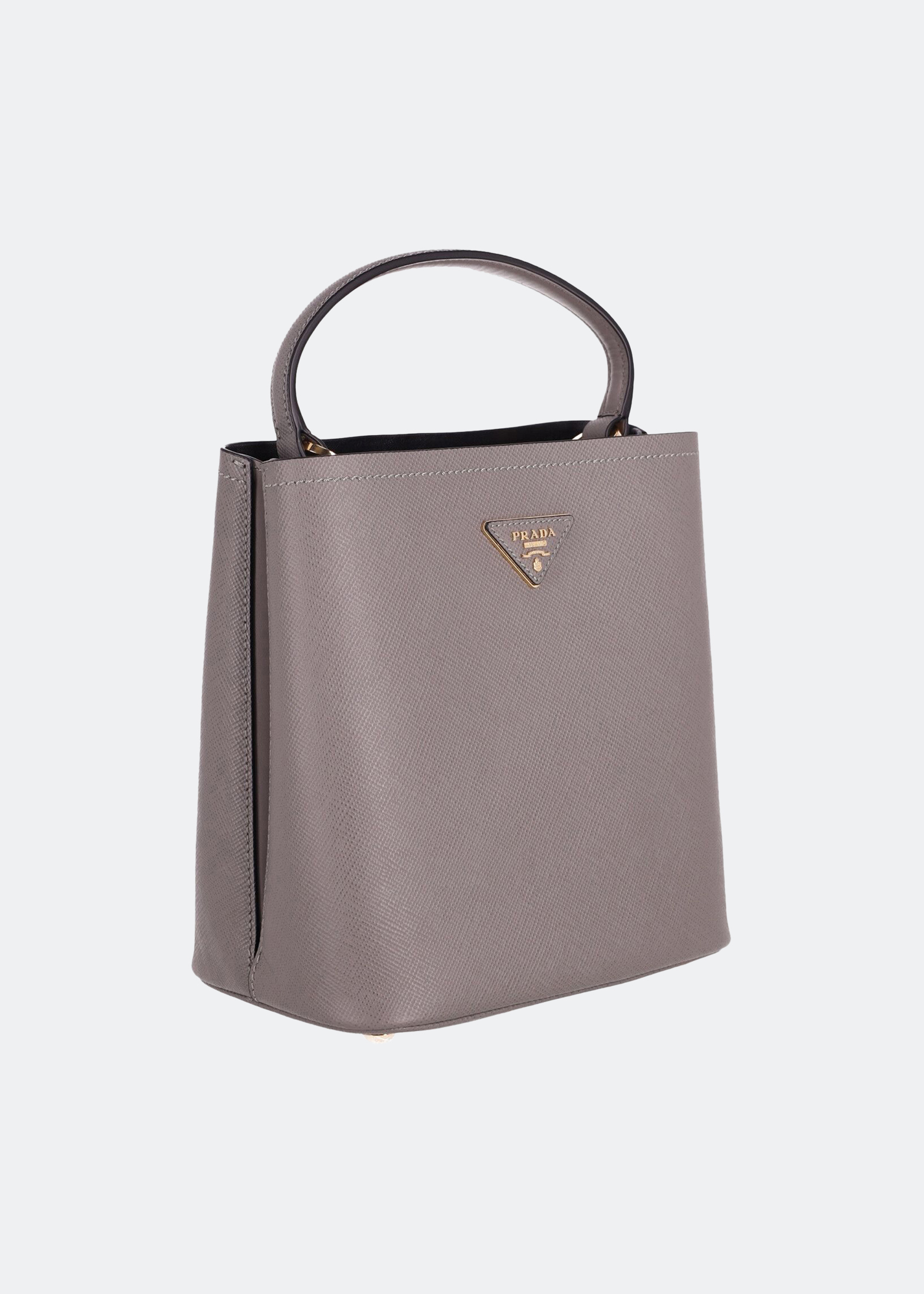 

Medium Saffiano Panier bag in grey nappa leather