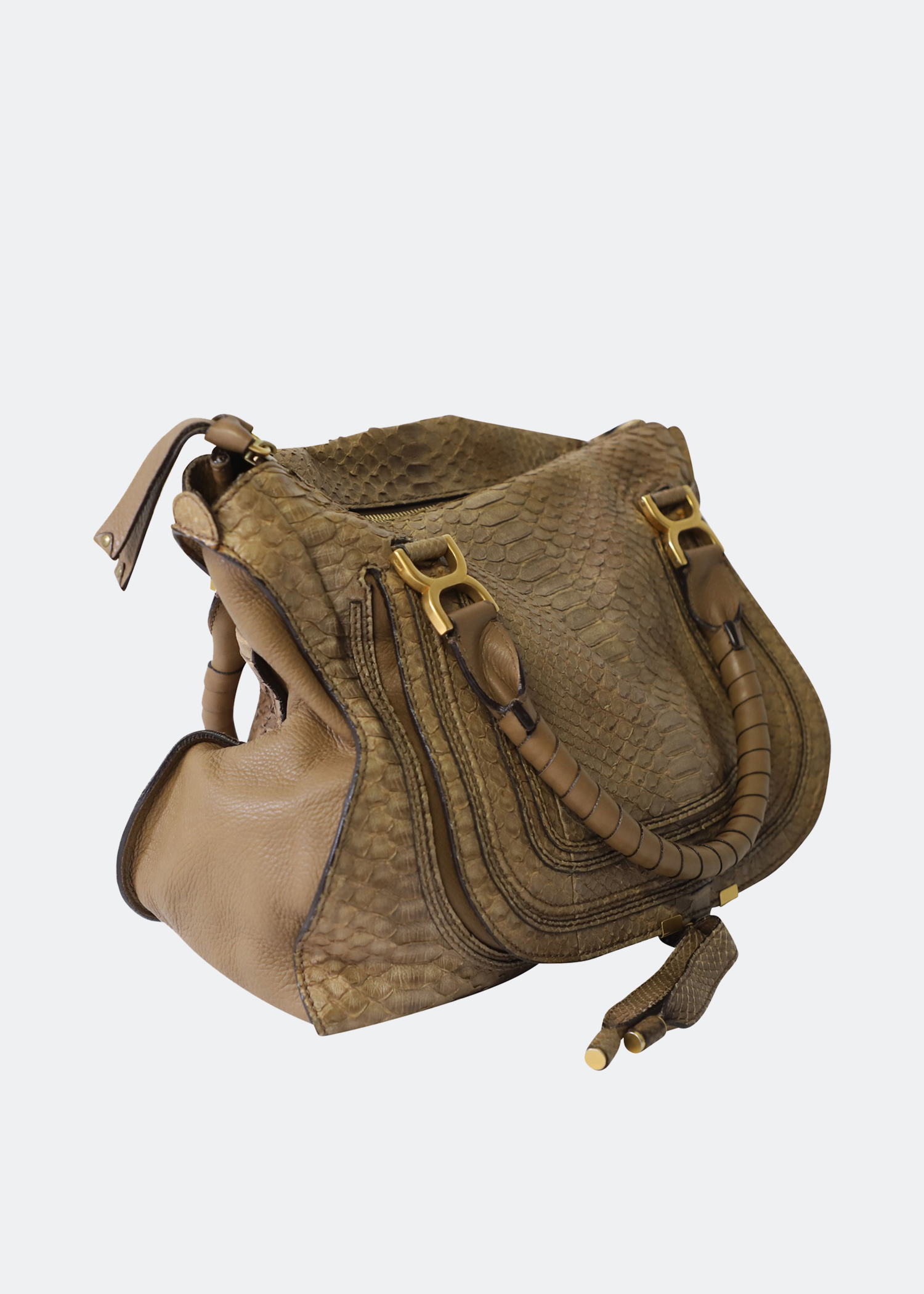 

Marcie snakeskin-embossed bag in brown leather