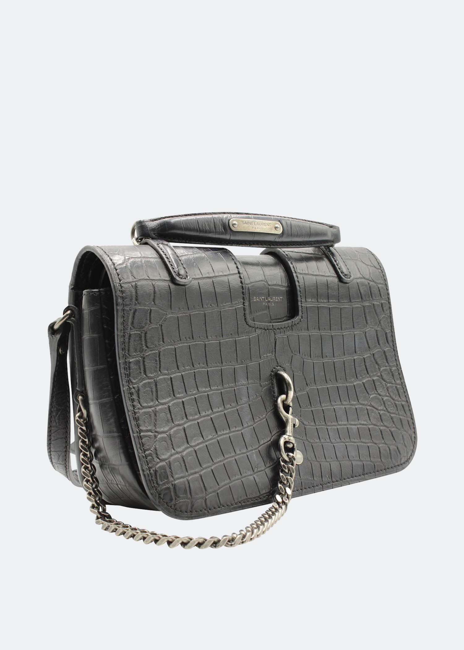 

Charlotte croc-embossed shoulder bag, Black