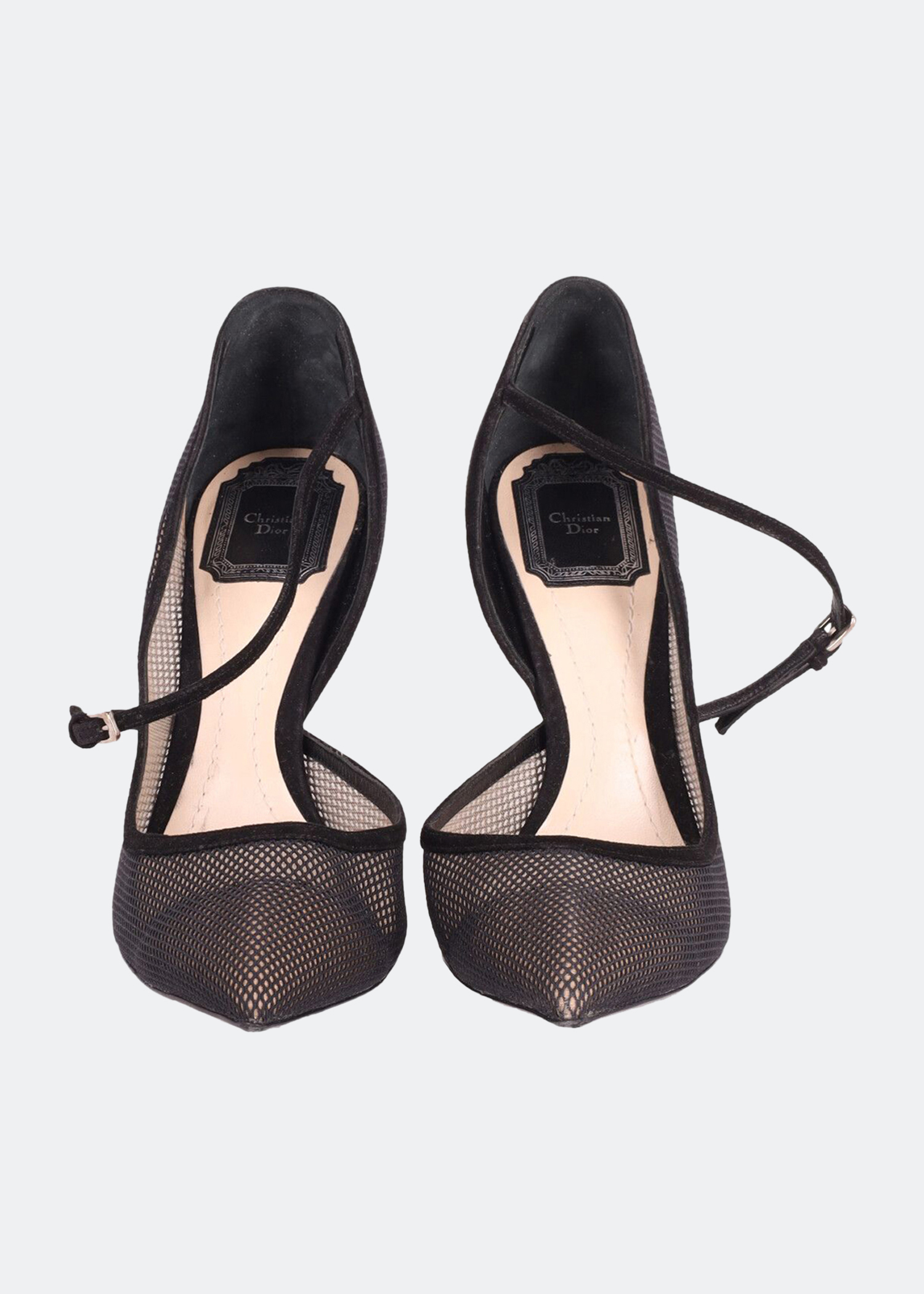 

Mary Jane pumps in black mesh polyester and suede