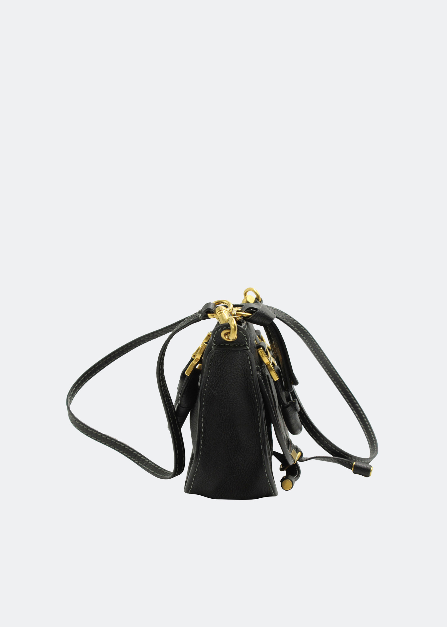 

Marcie small top-handle bag in black calfskin leather