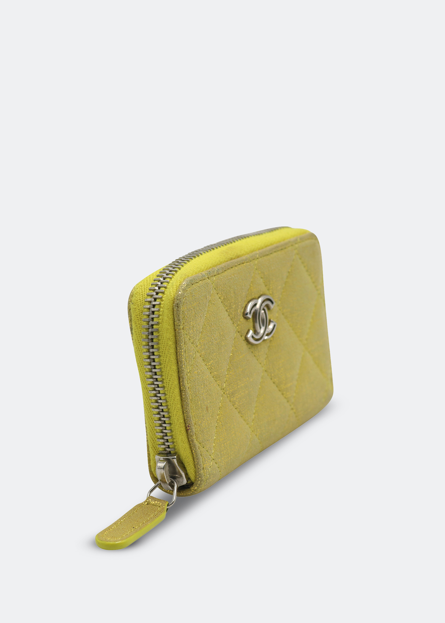 

Iridescent quilted zip coin purse, Yellow