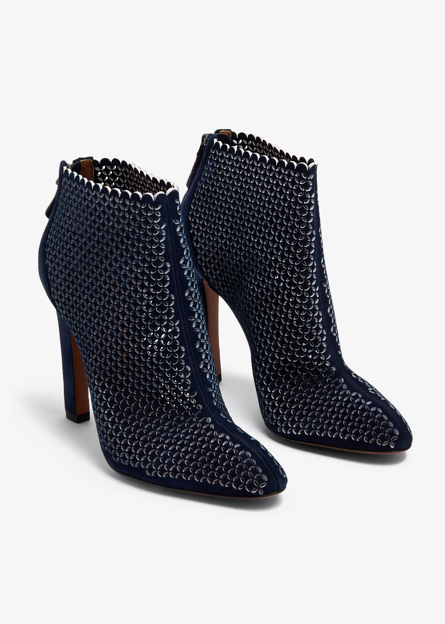 

Laser cut-out ankle boots, Blue