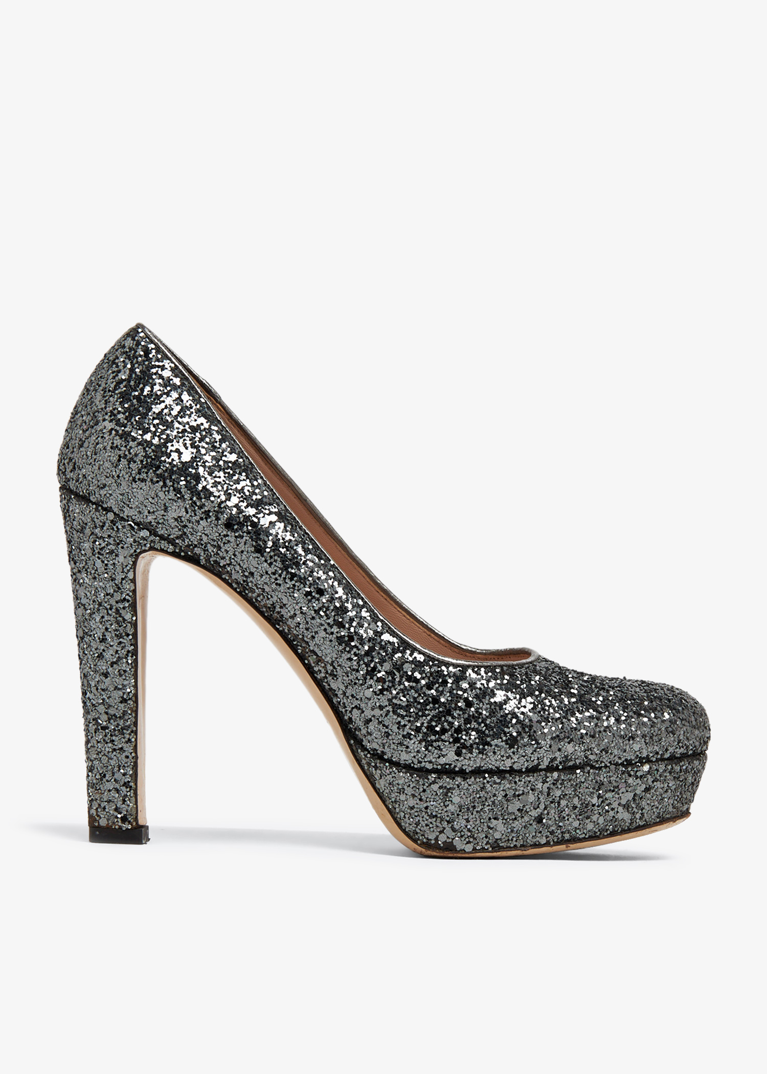 

Glitter platform pumps, Silver