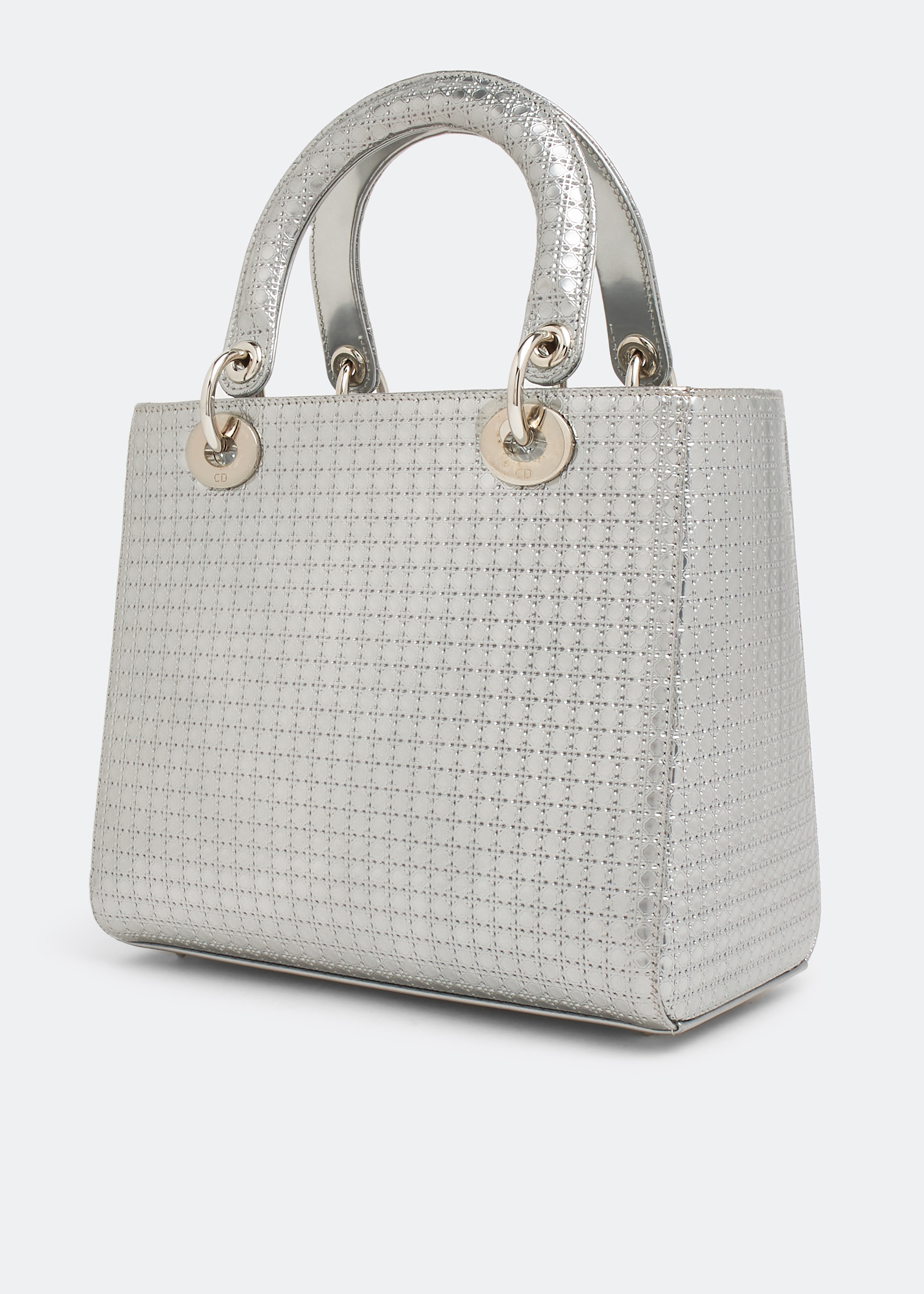 

Mini Lady Dior tote bag, Silver