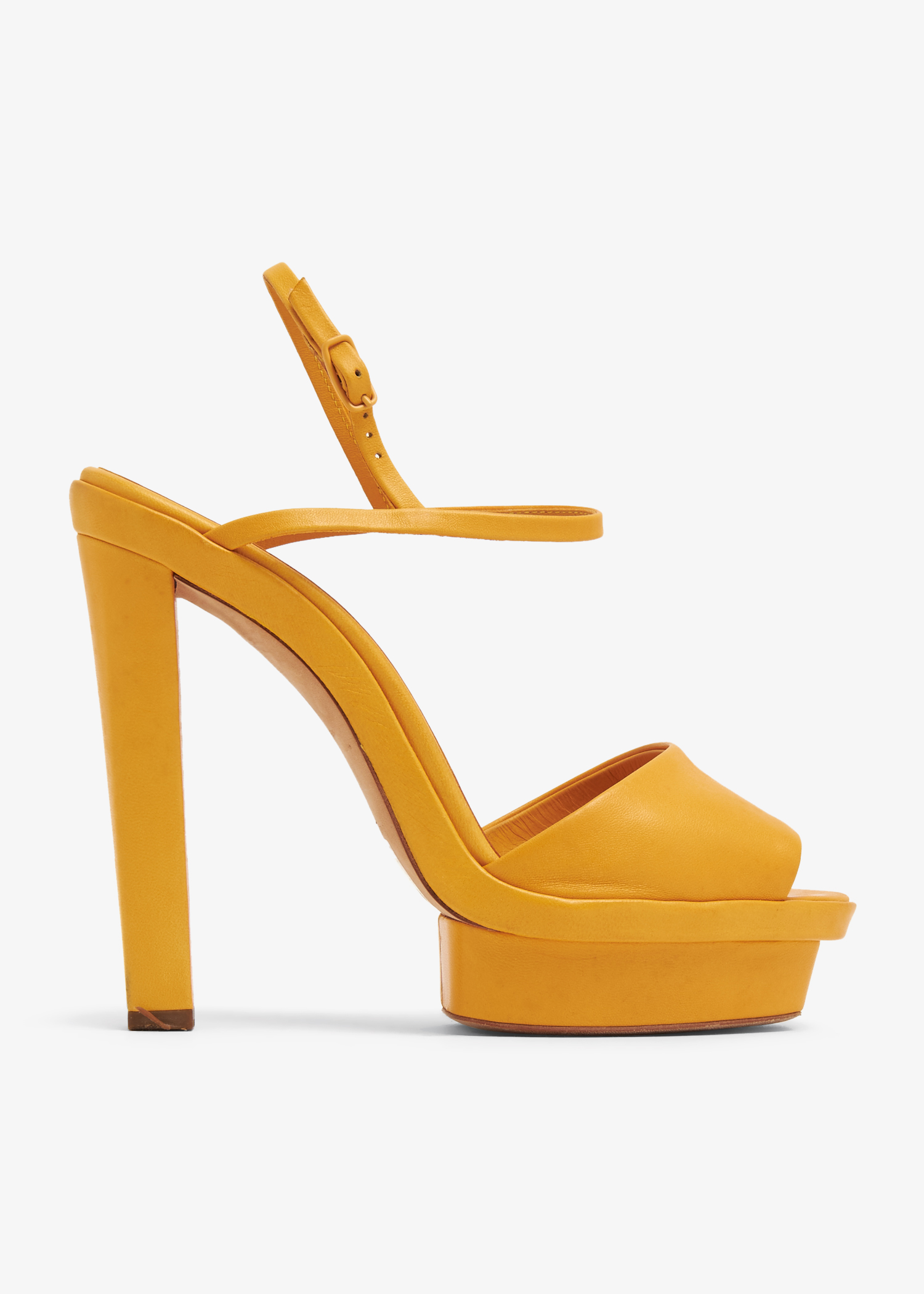 

Leather platform sandals, Orange