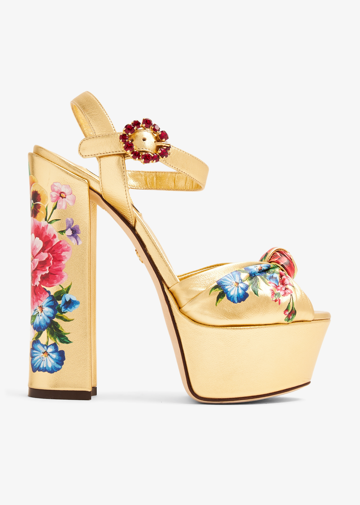 

Metallic crystal-embellished platform sandals, Gold