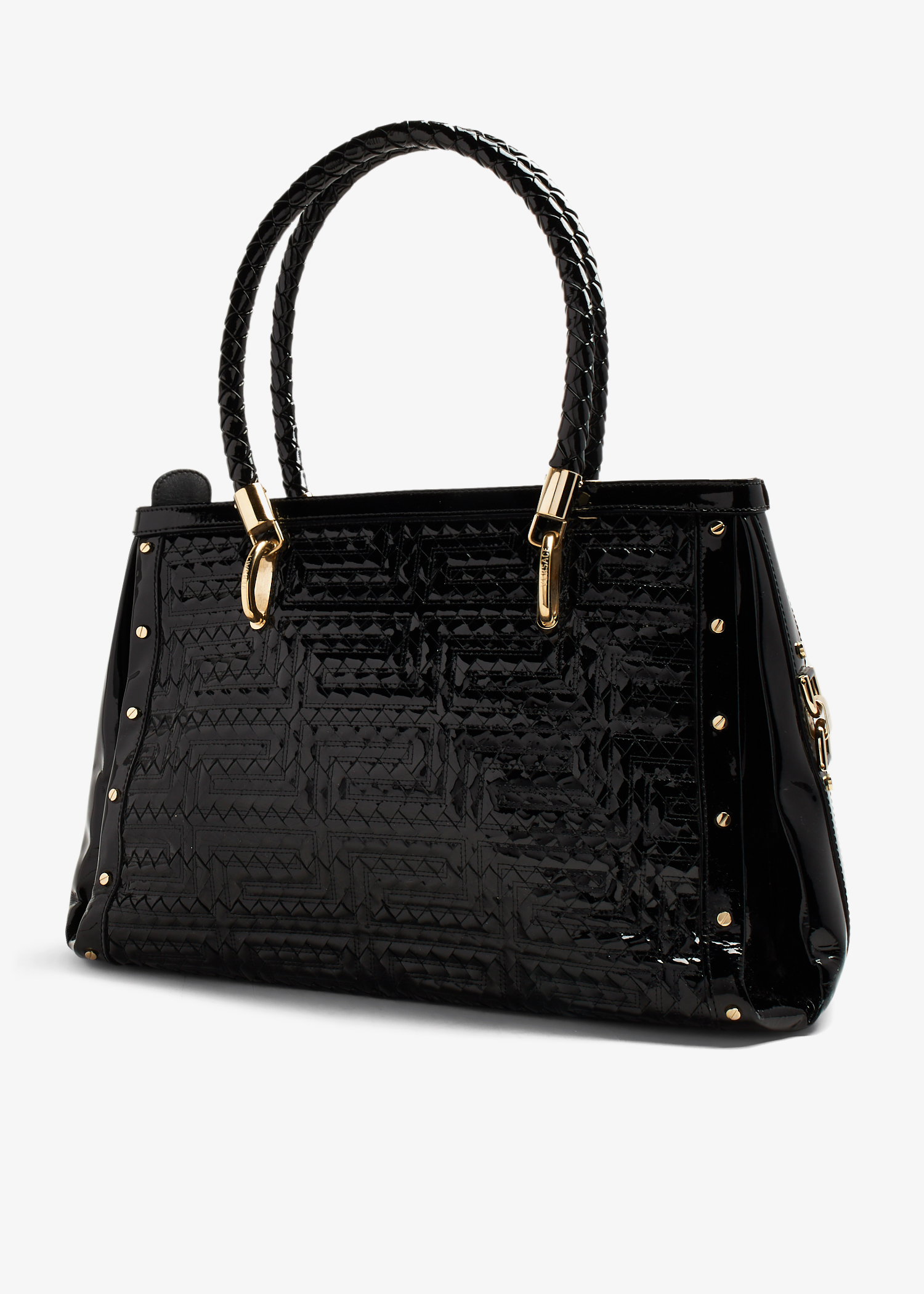 

Gianni Versace woven studded bag, Black