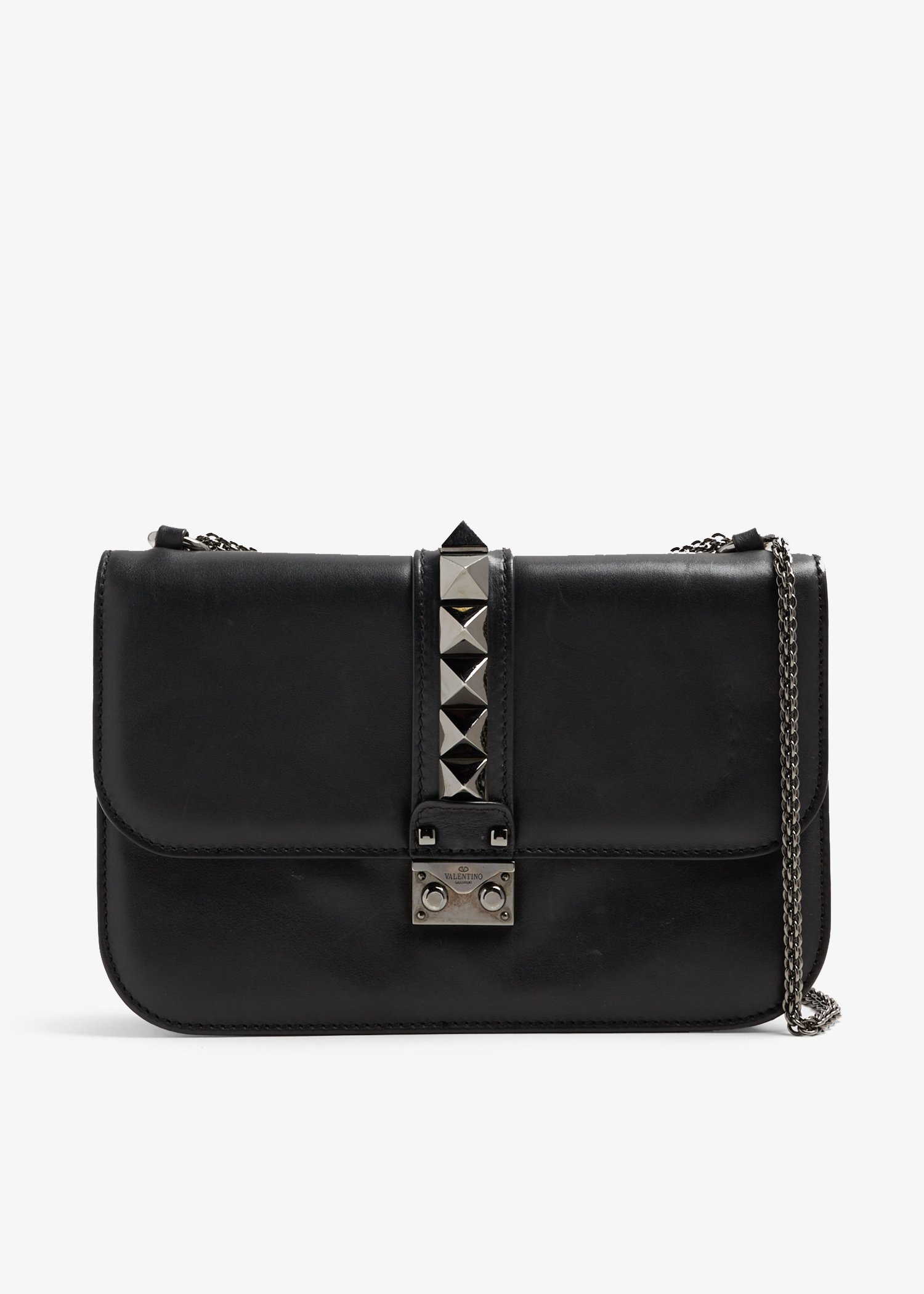 

Rockstud Glam Lock medium flap bag, Black