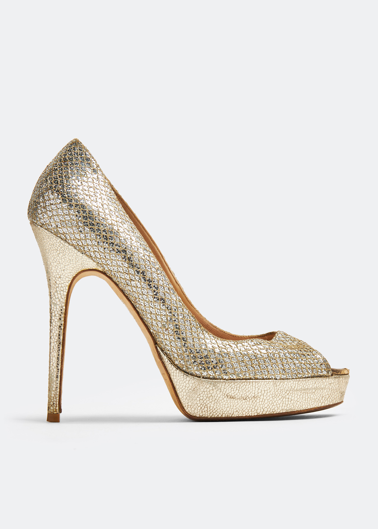

Dahlia peep-toe pumps, Gold