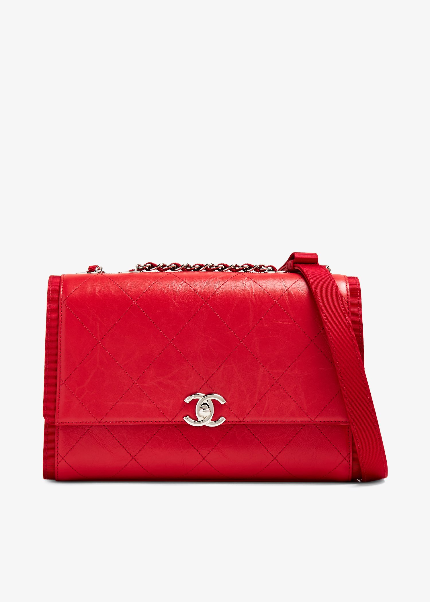 

CC quilted grosgrain-trimmed bag, Red