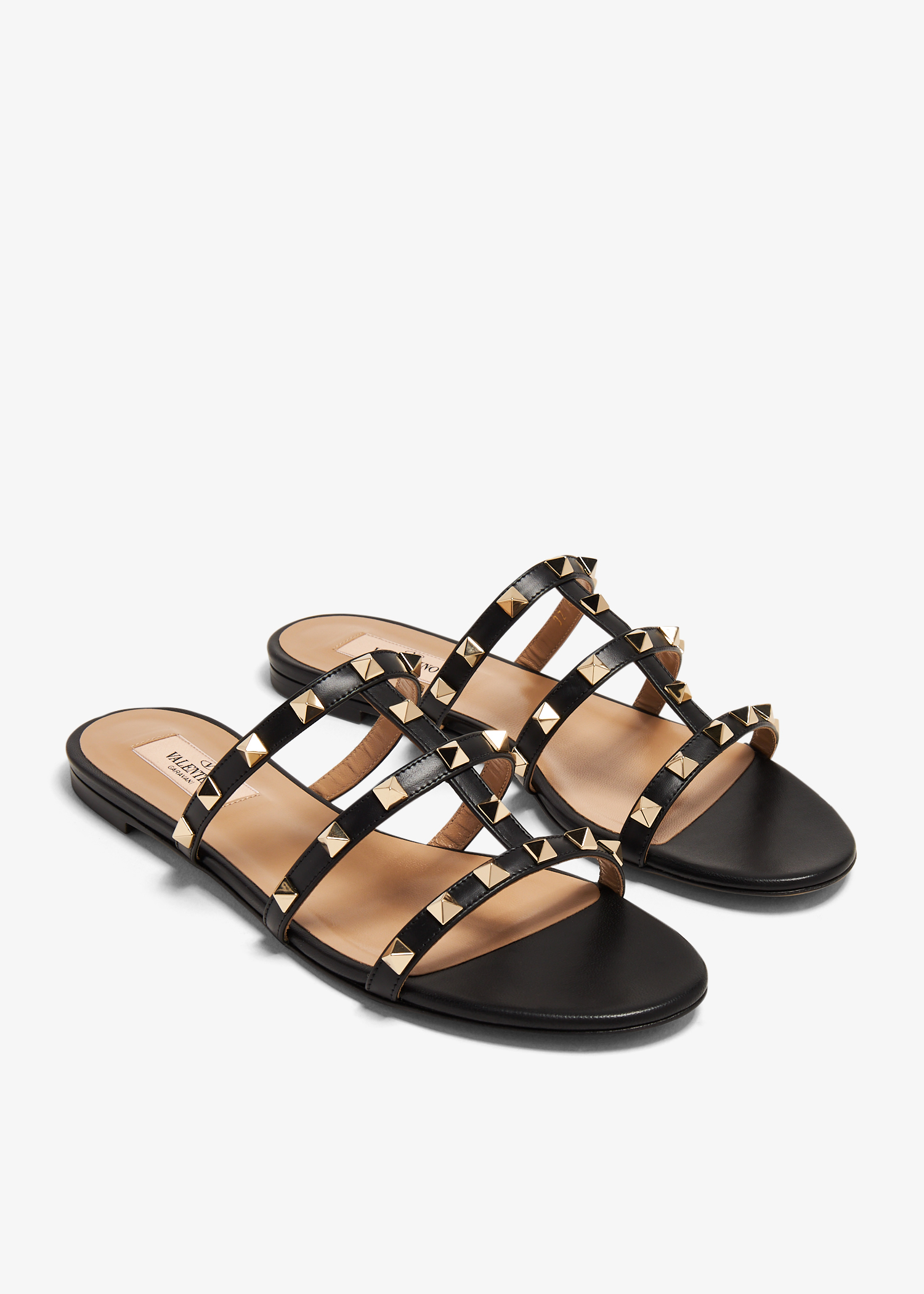 

Rockstud flat sandals, Black