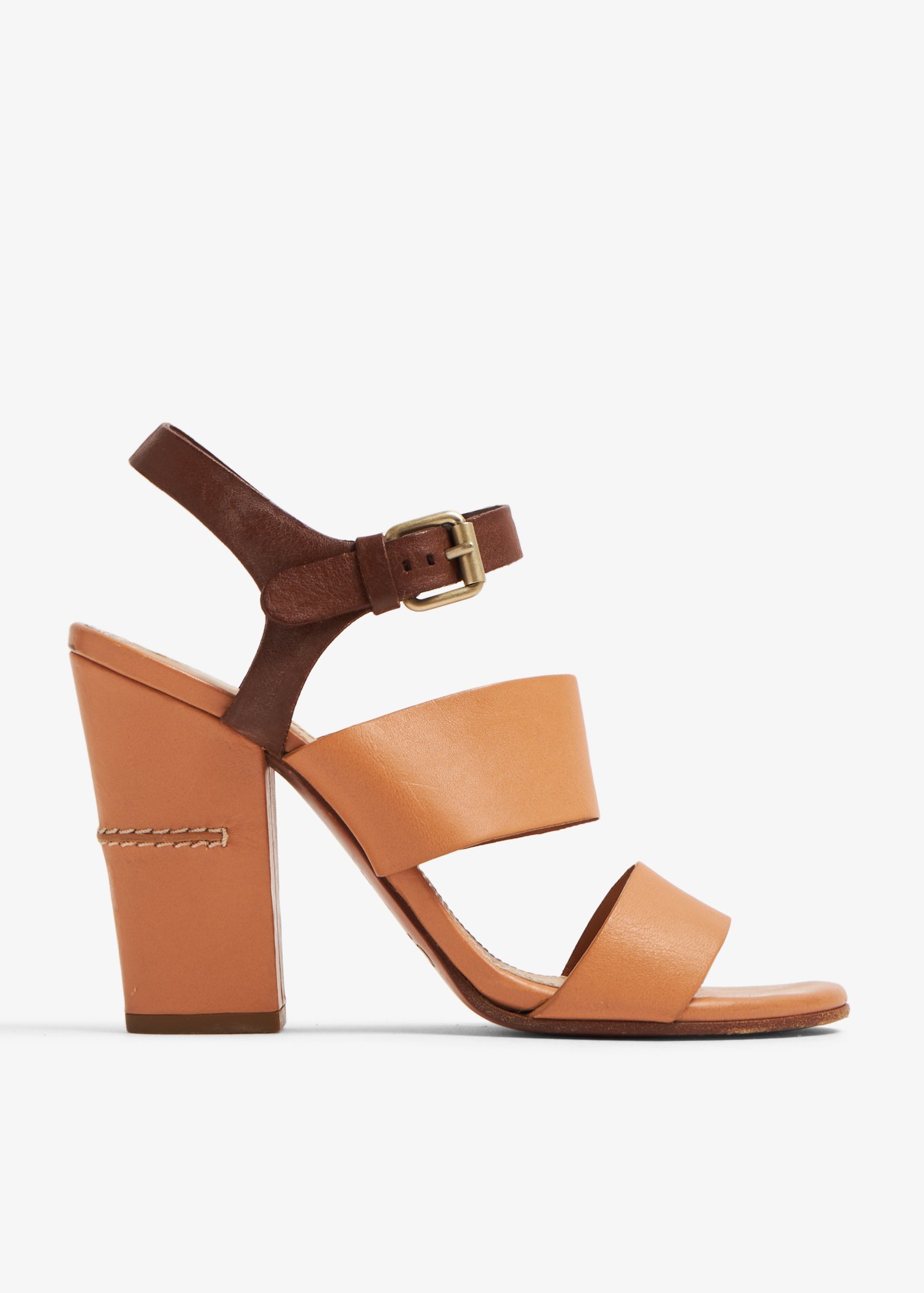 

Leather heeled sandals, Brown