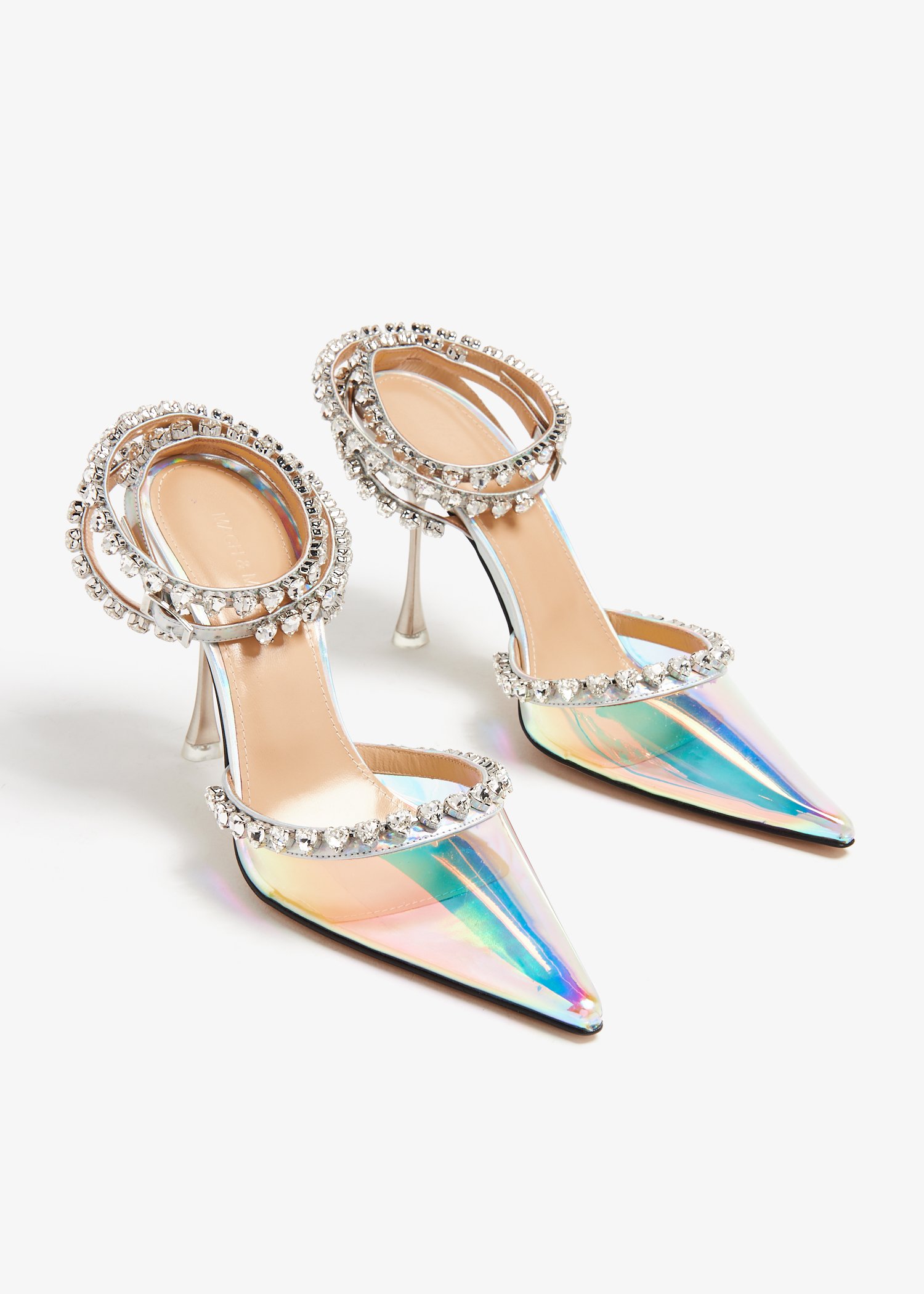 

Audrey crystal heart pumps, Silver