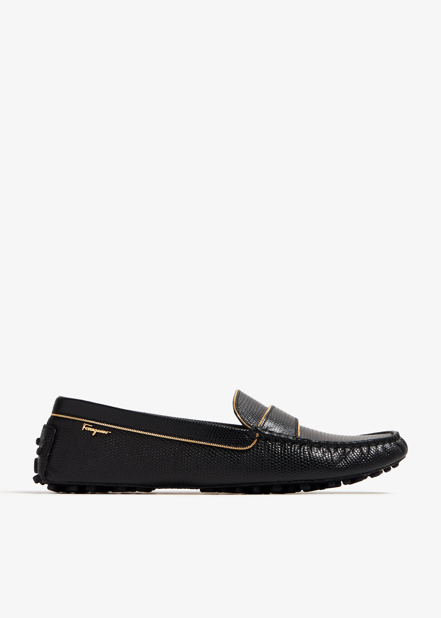 

Embossed leather loafers, Black