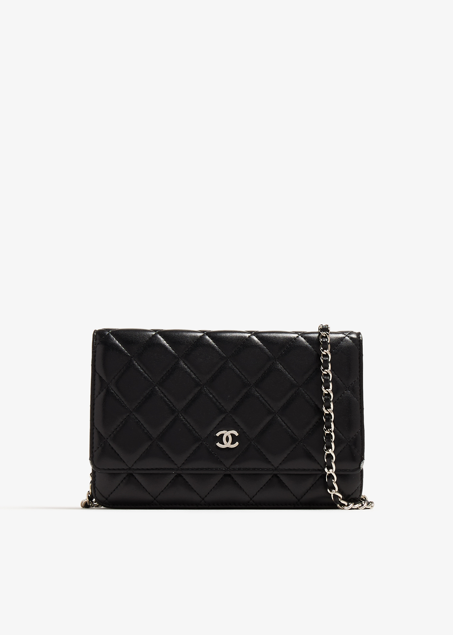 

Quilted chain wallet, Black