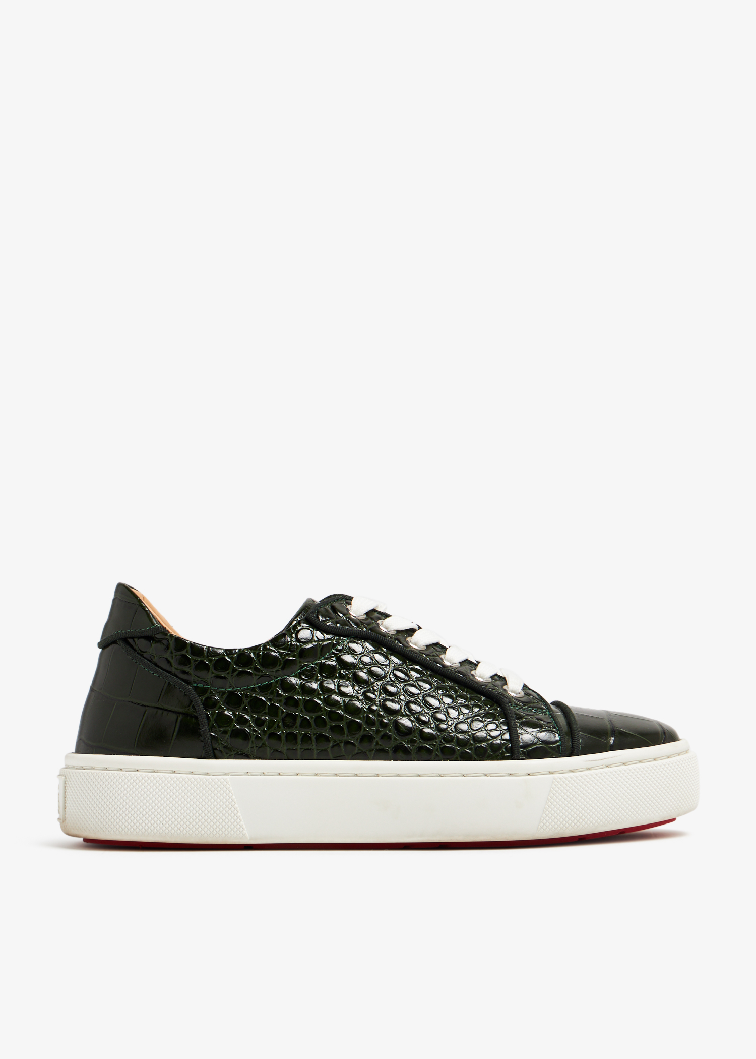 

Croc-embossed leather sneakers, Green