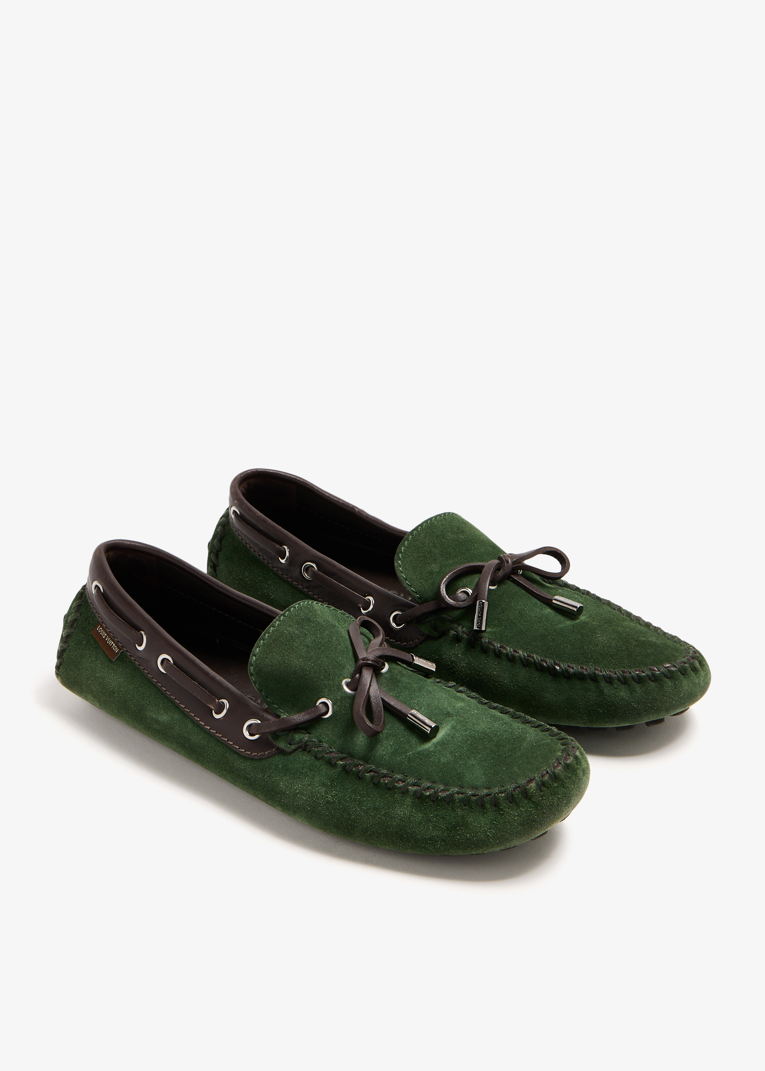 

Suede bow loafers, Green