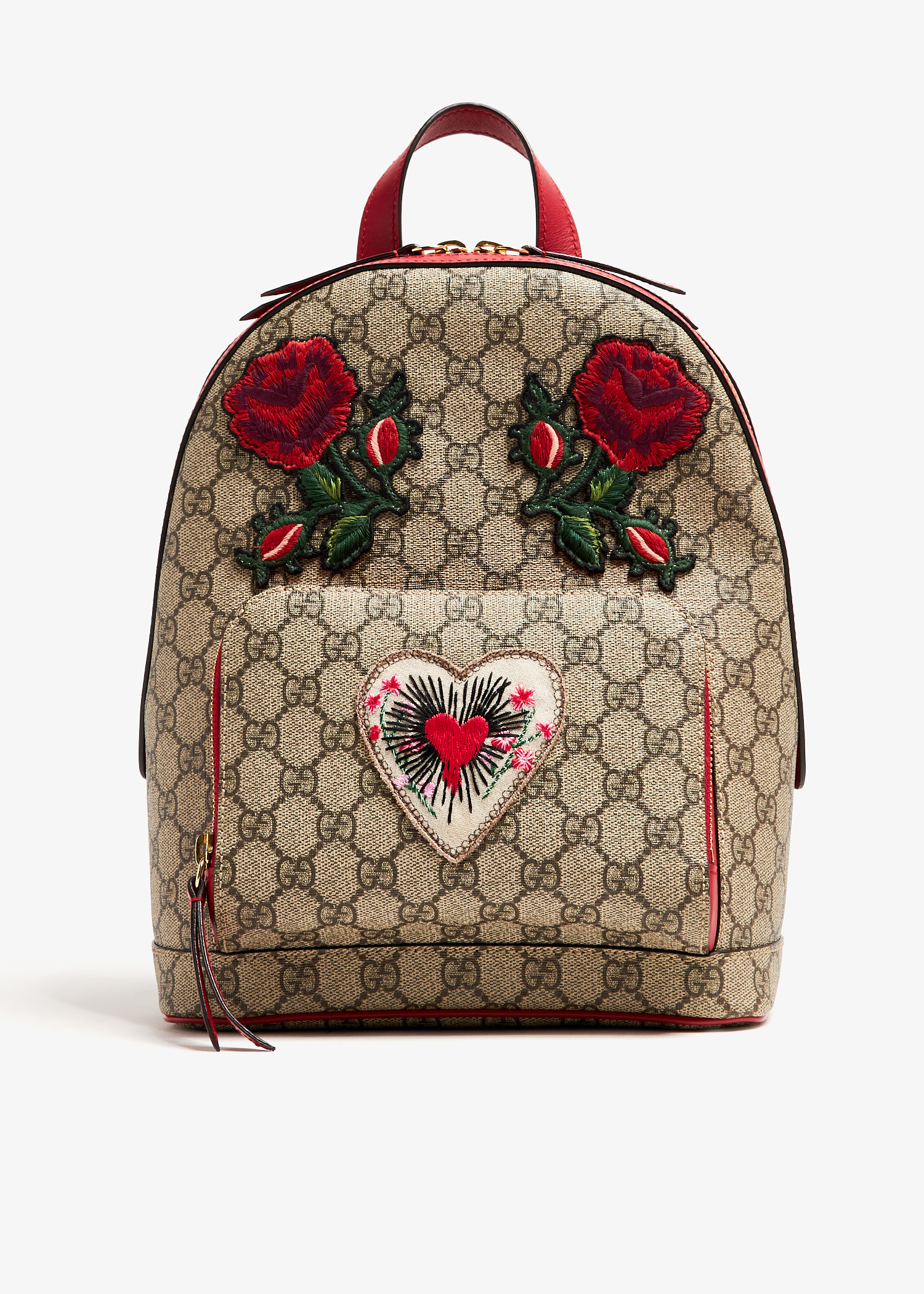 

Rose and Heart embroidered small backpack, Beige