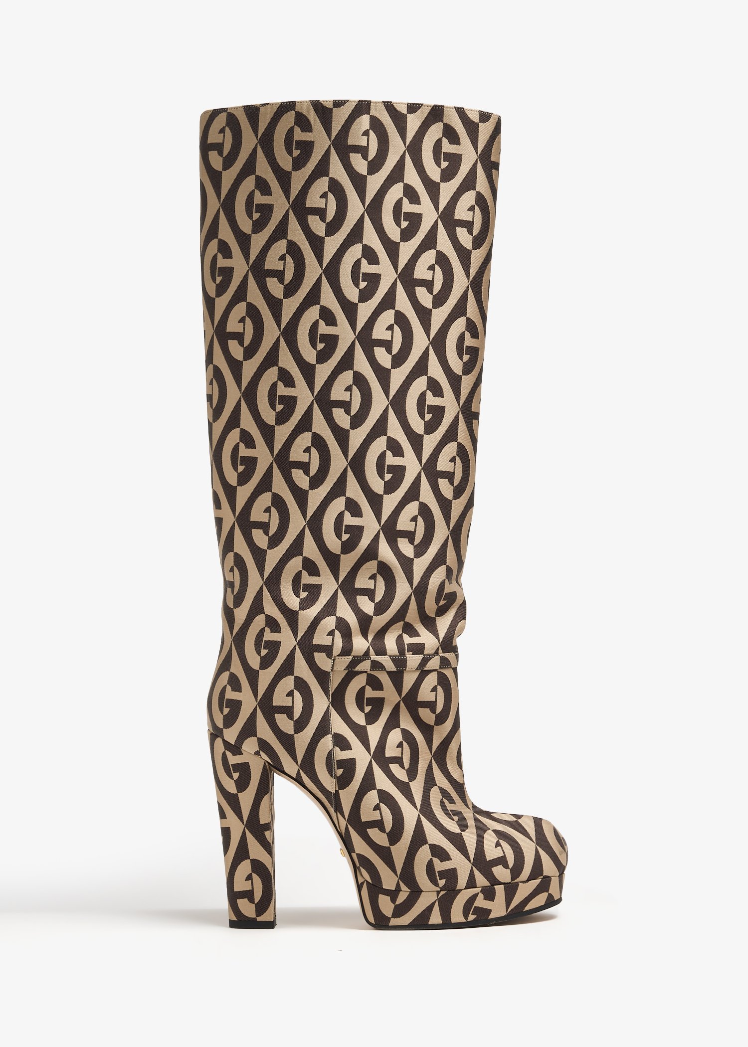 

GG Rhombus platform boots, Beige