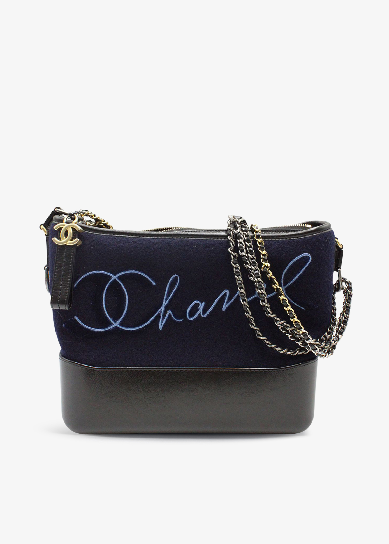 

Paris-Hamburg embroidered Gabrielle shoulder bag, Navy