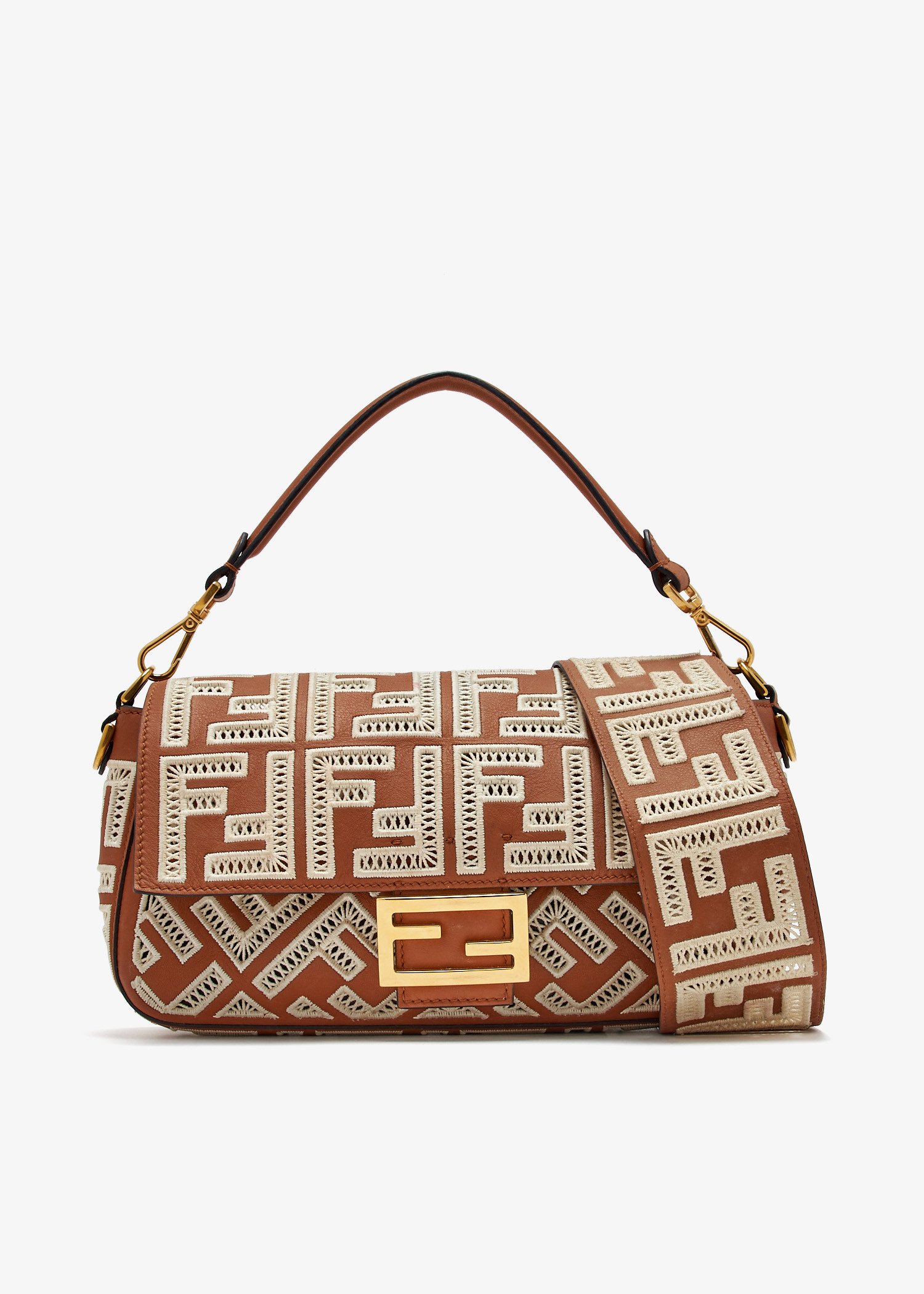 

FF Embroidered Baguette bag, Brown