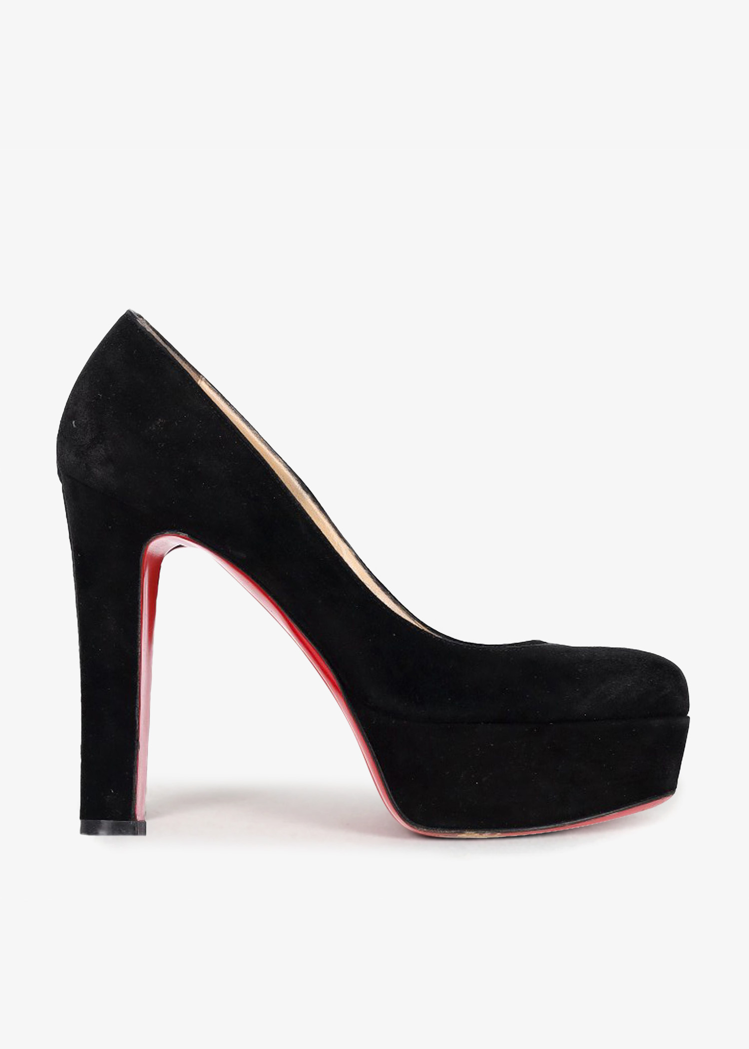 

Platform suede pumps, Black
