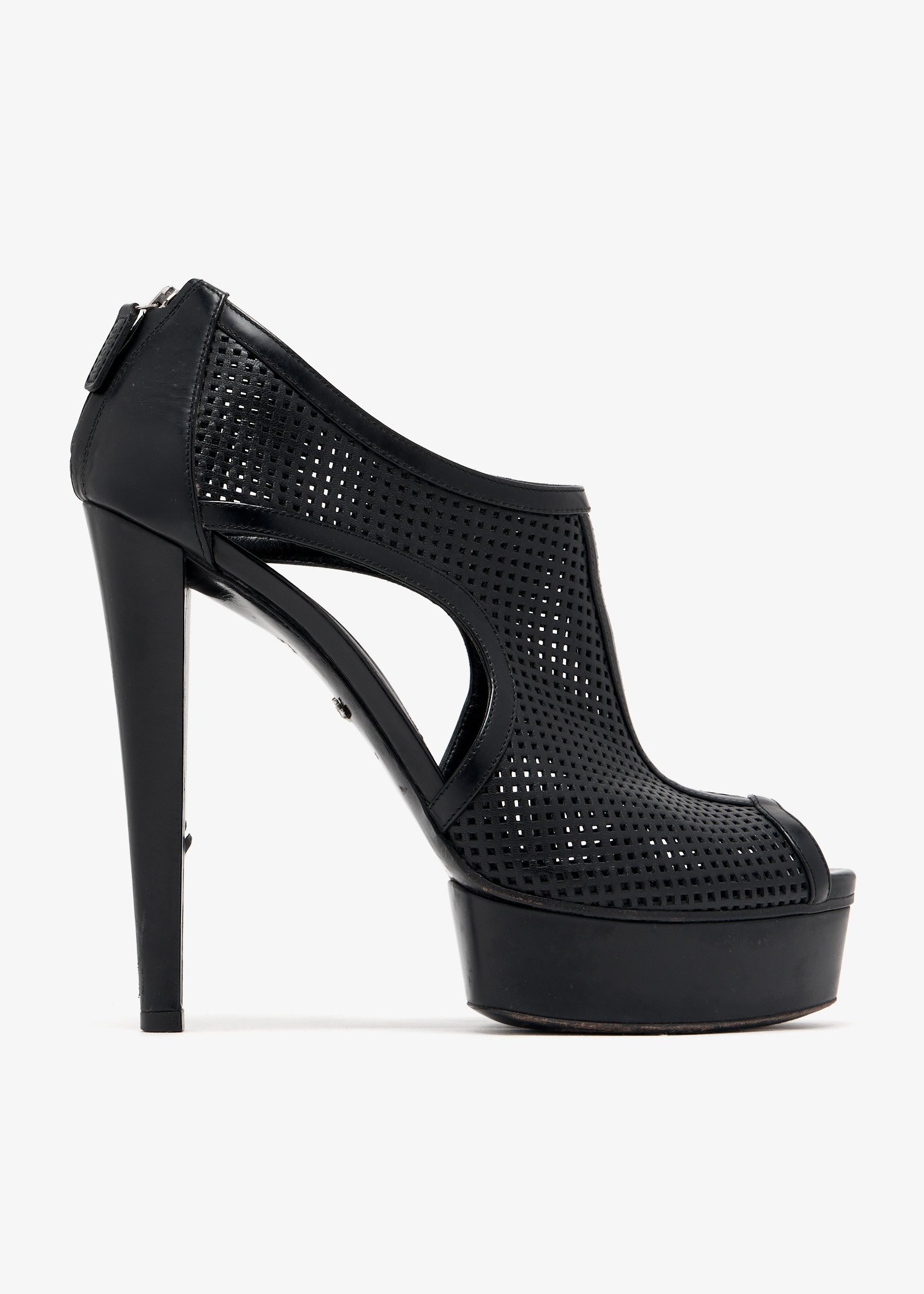 

Kim perforated platform booties, Black