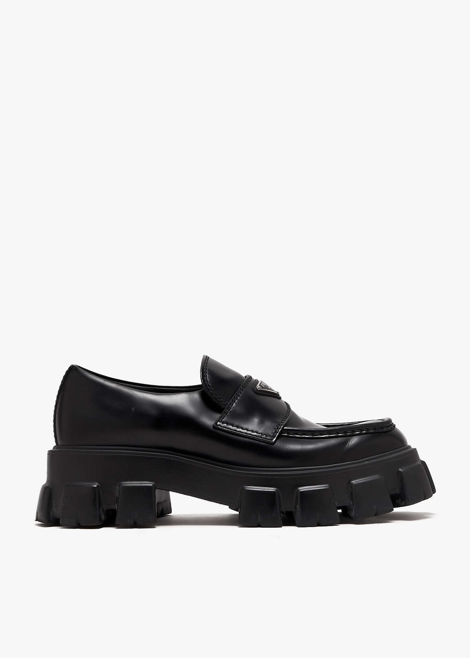

Monolith brushed leather loafers, Black