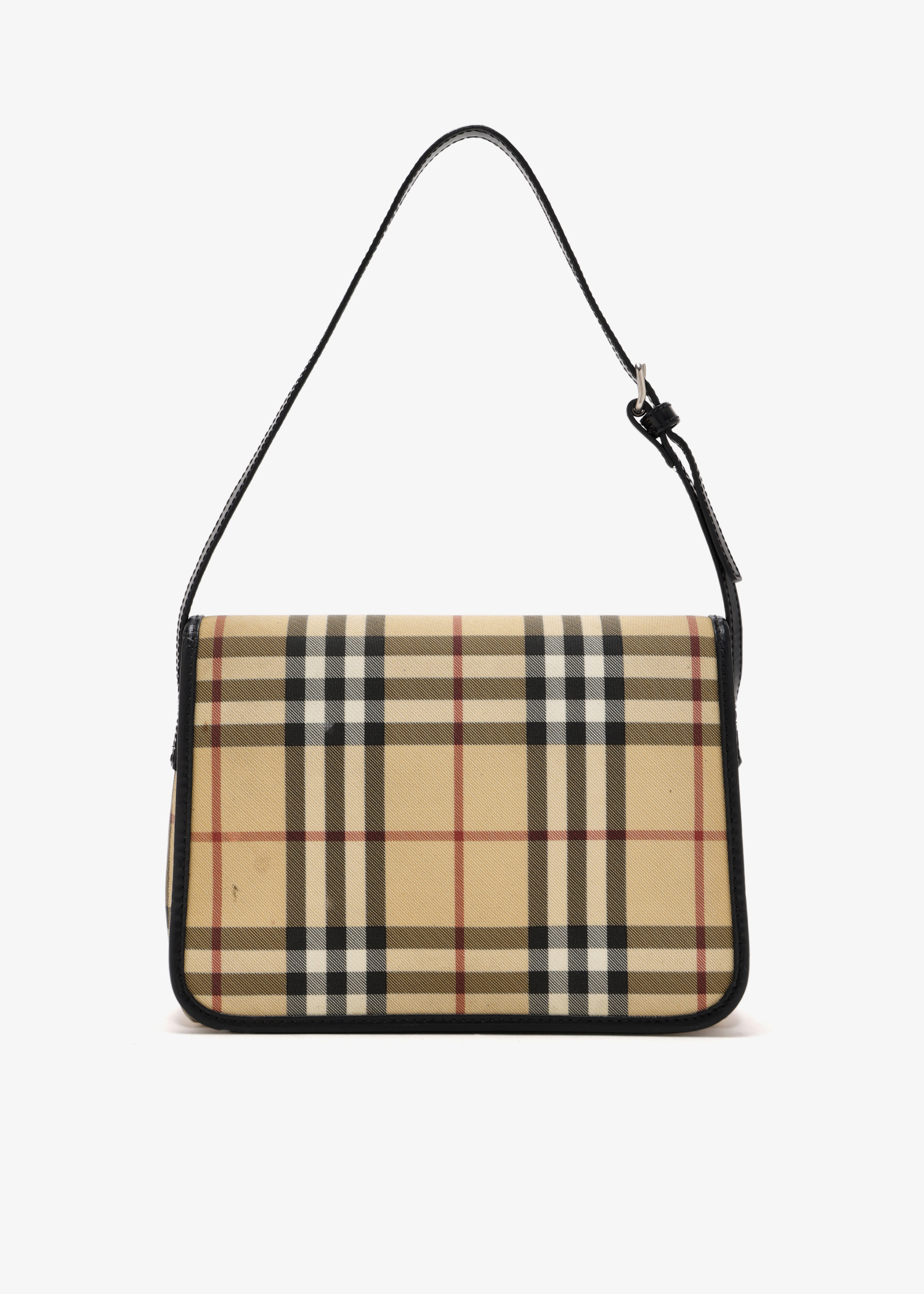 

Check-print flap shoulder bag, Printed