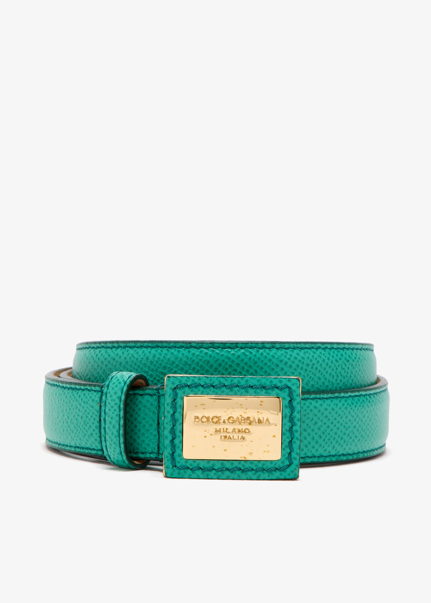 

Logo Plaque skinny belt, Green