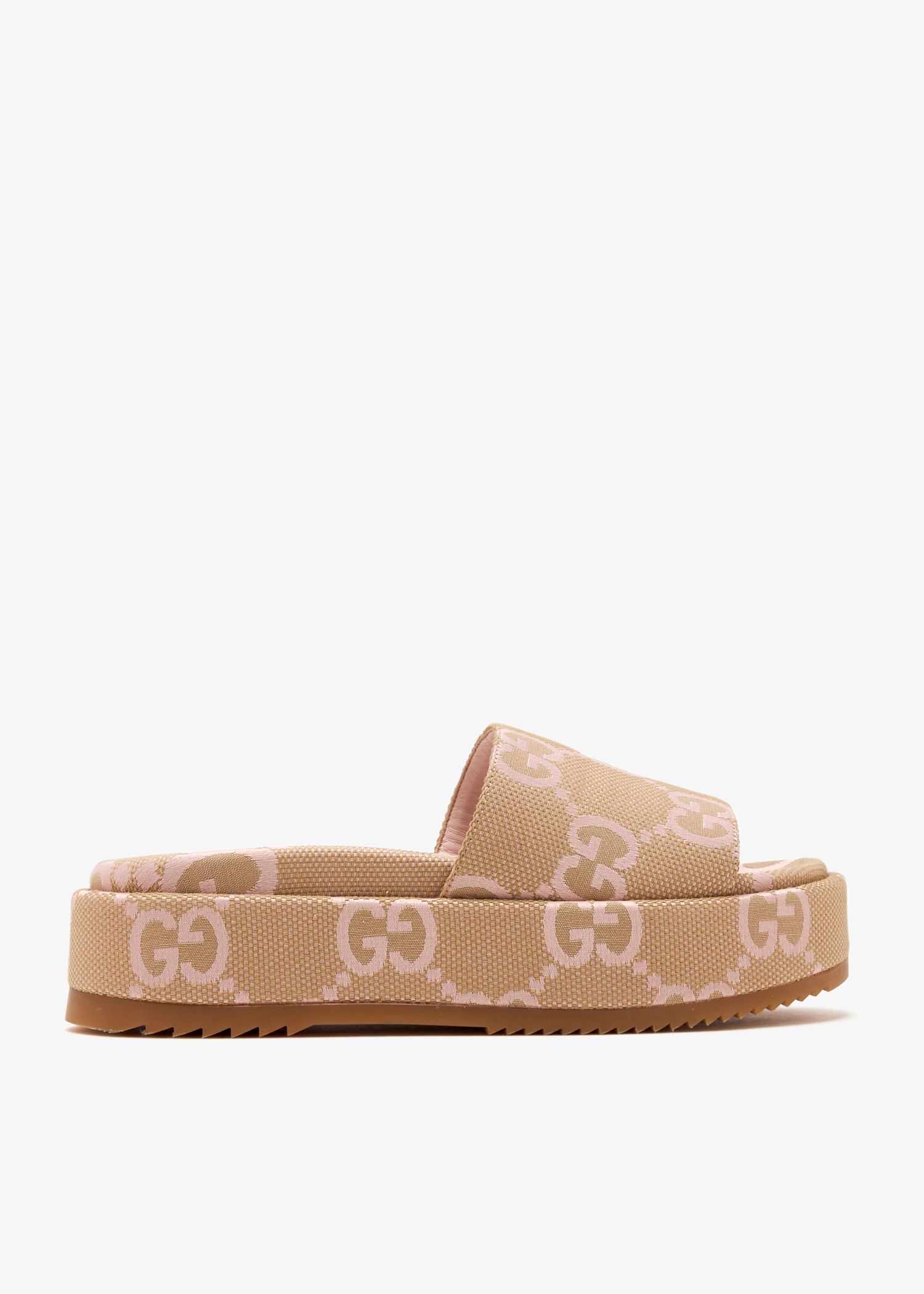 

Jumbo GG platform slide sandals, Beige