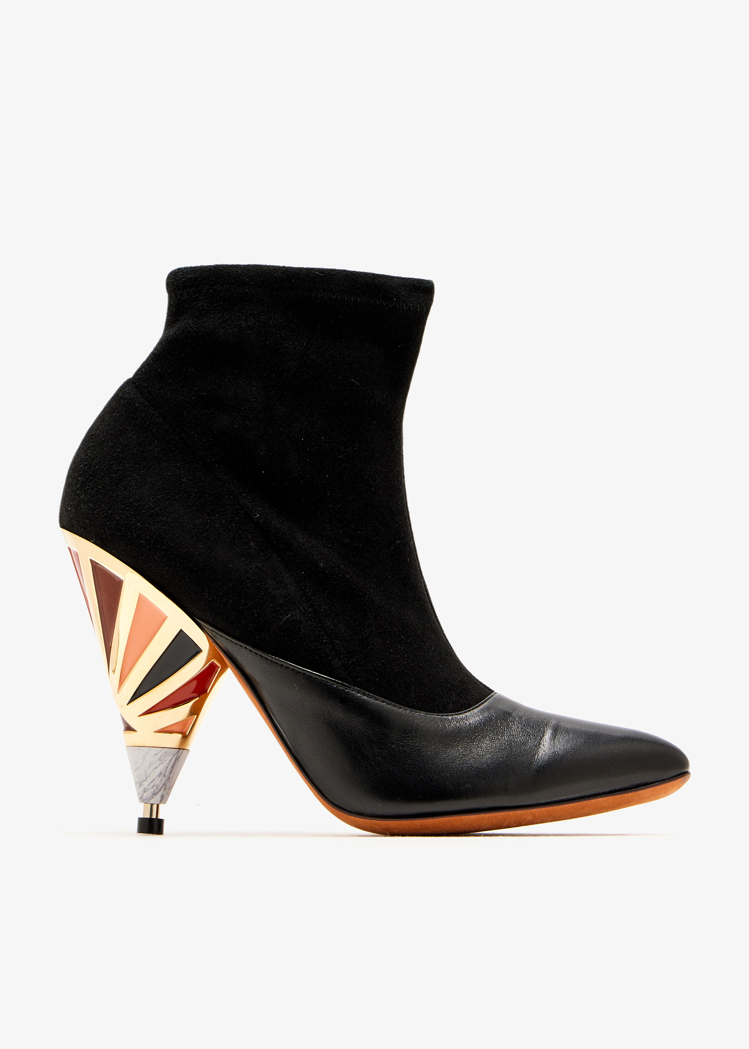 

Enamel-heel ankle boots, Black