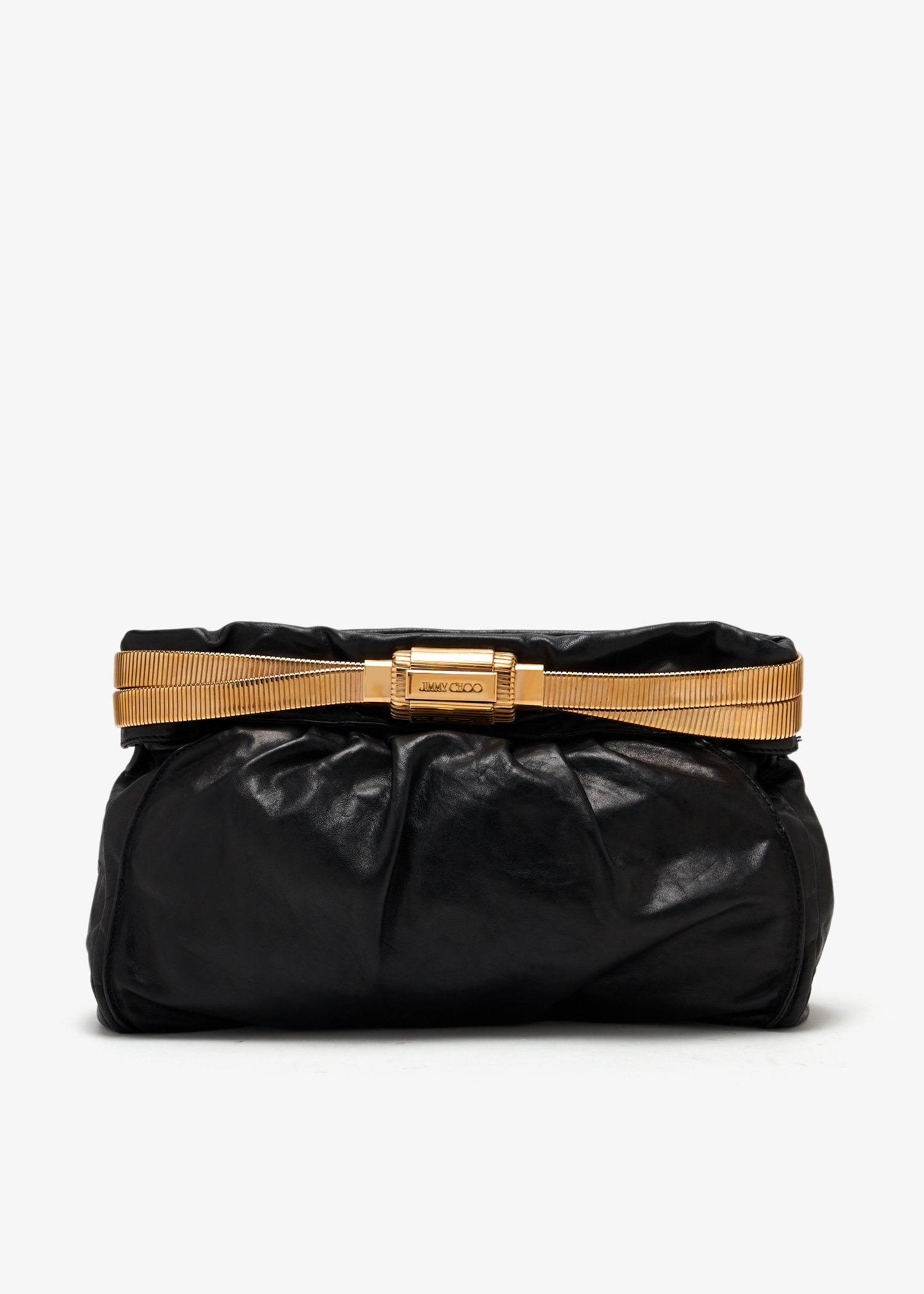 

Pleated leather clutch, Black