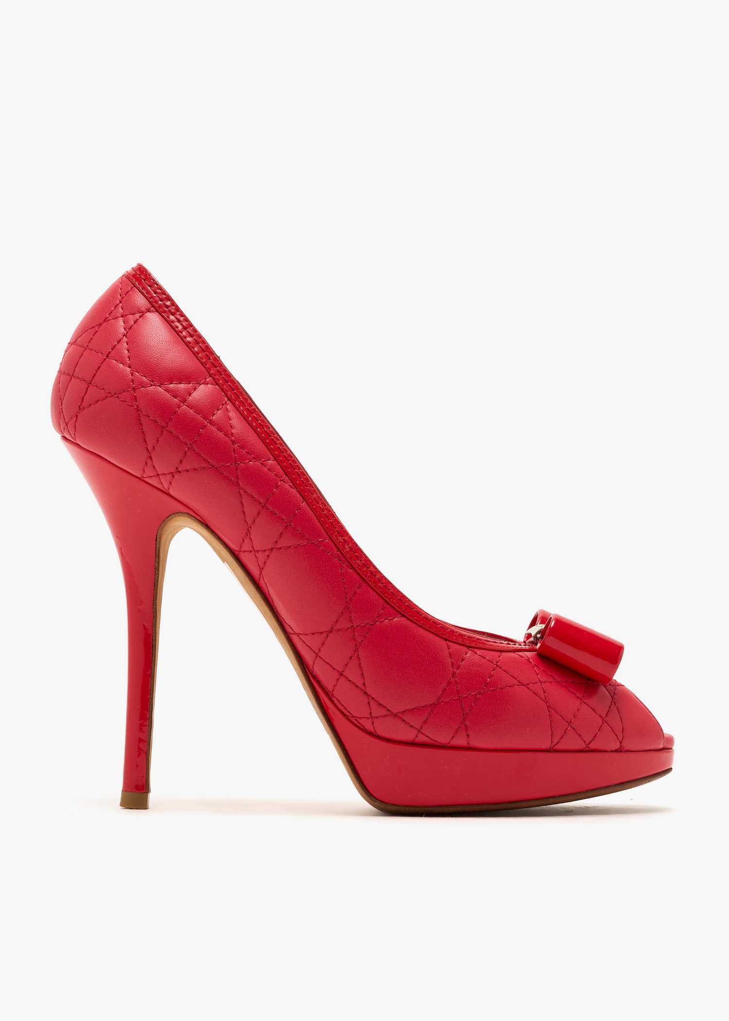 

Bow peep-toe pumps, Red
