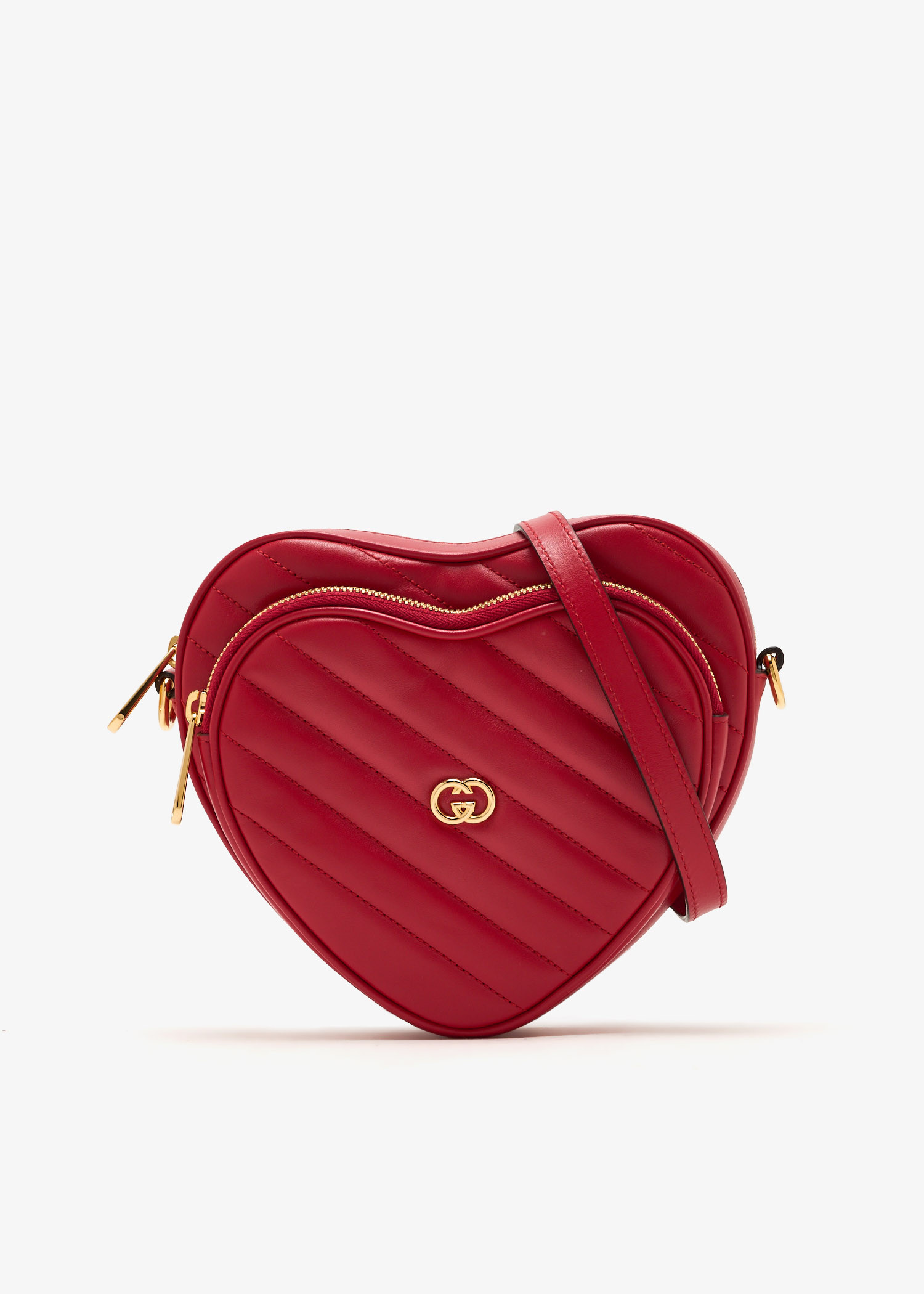 

Interlocking G mini heart bag, Red