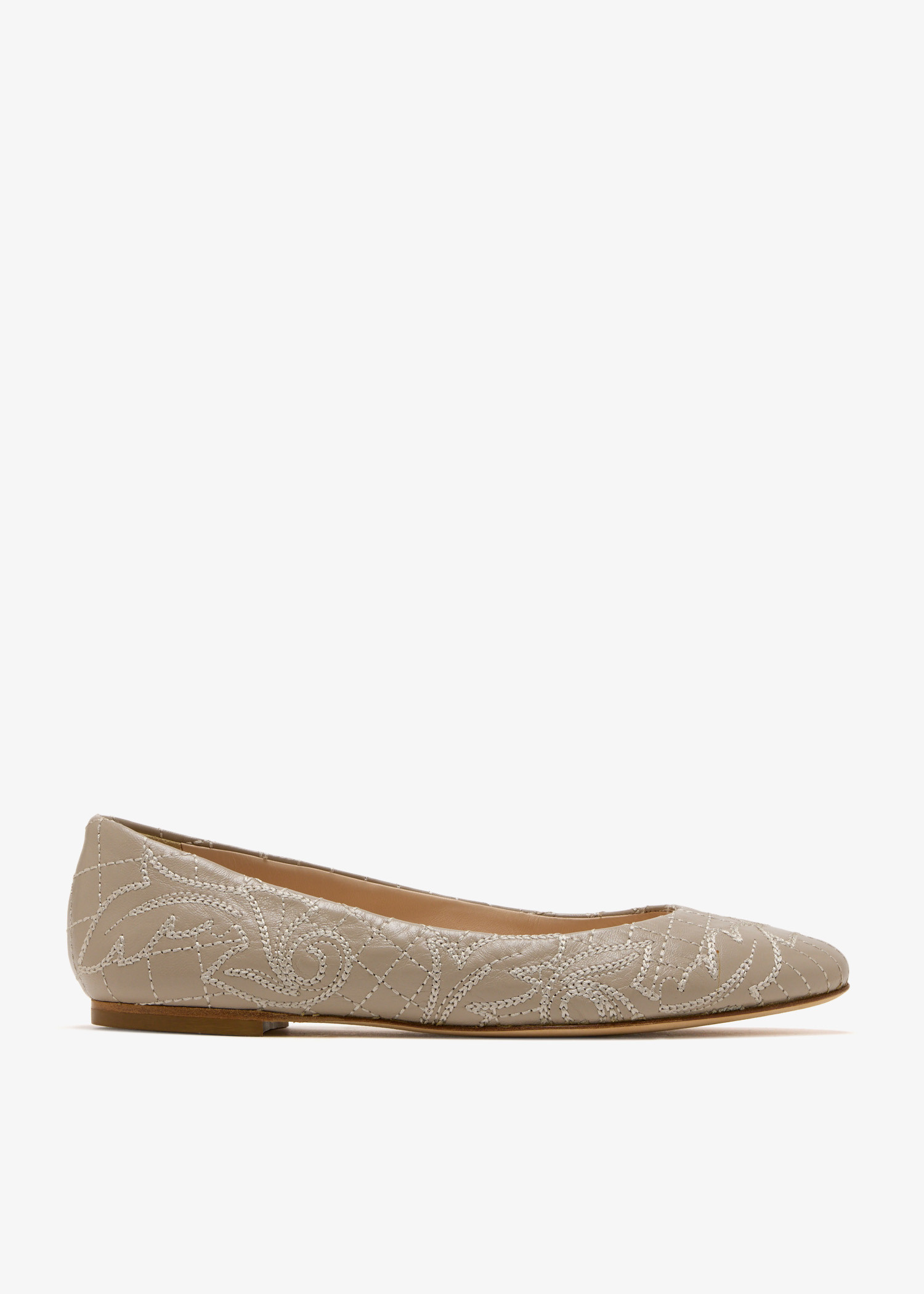

Embroidered ballet flats, Beige